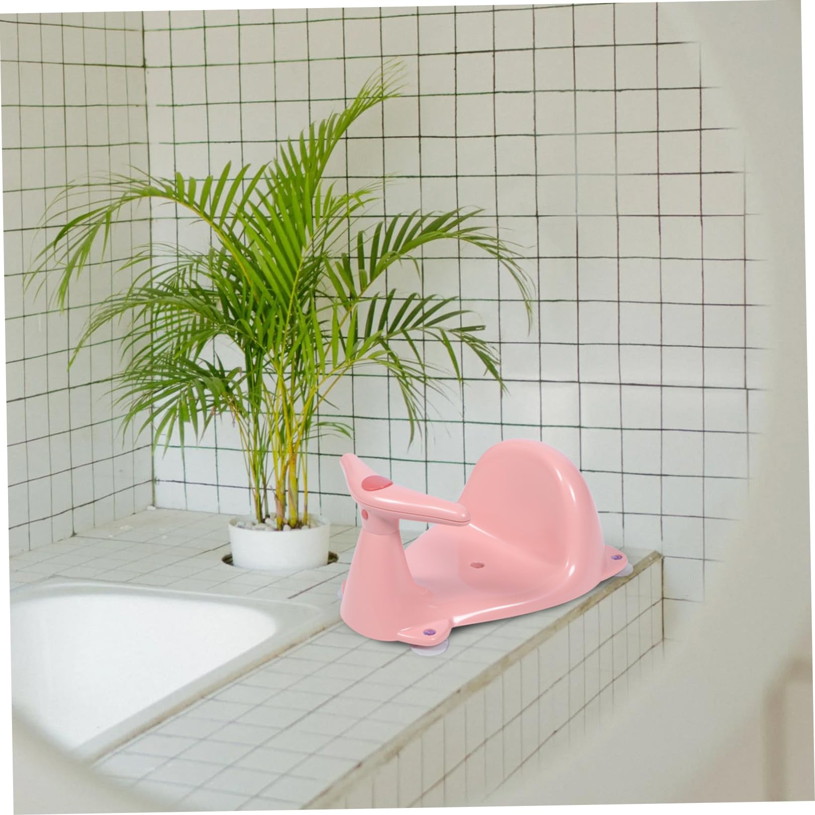 Babybadestuhl mit Vakuumsaugnapf, Stabil, 1 Stück, Rosa | Pp und Tpe, für Säuglinge und Kleinkinder, Geeignet für Babybad und Geburtstag