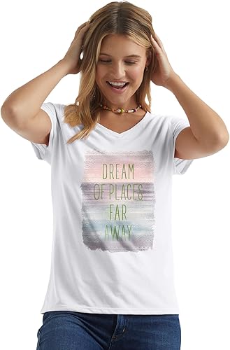 Miniatura 4 de Hanes - Camiseta estampada de manga corta con cuello en V para mujer