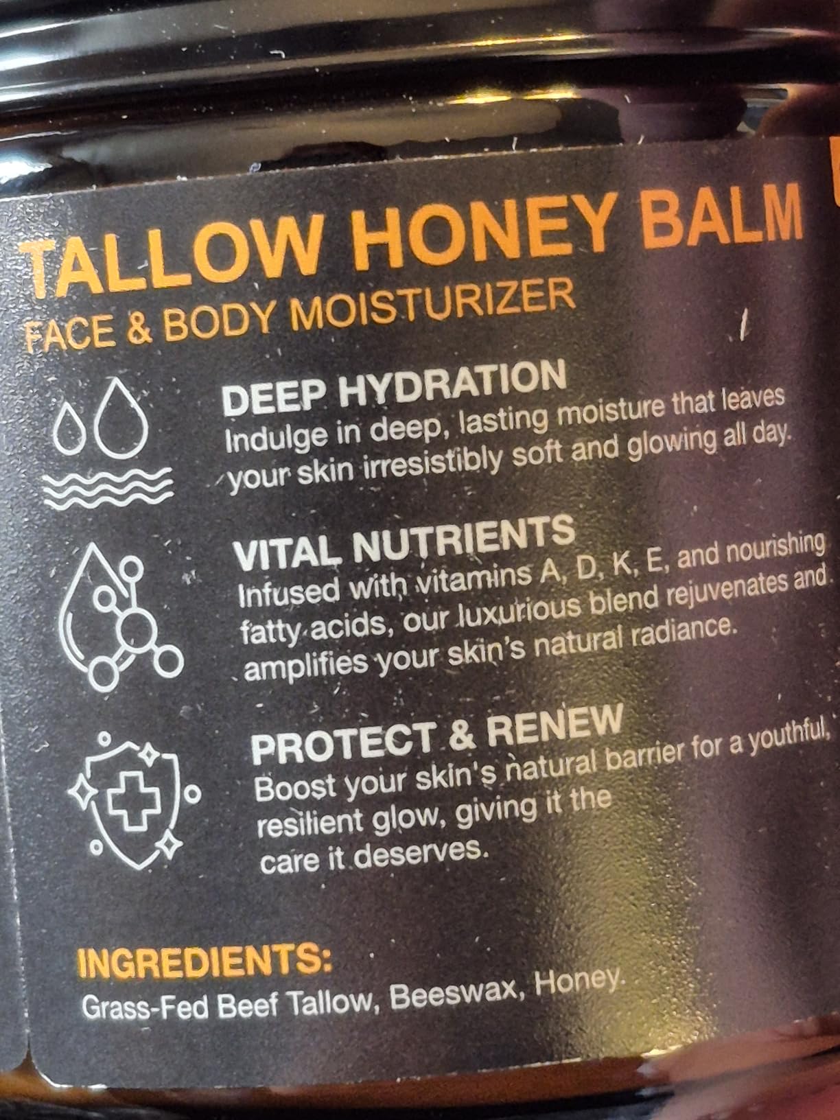 Marianp Beef Tallow for Skin, Tallow and Honey Balm, Organic Grass-Fed Beef Tallow & Raw Wild Honey Blend for Skin Care, Moisturizer Hydrates and Nourishes for Face and Body, Natural Lotion, 4.2 oz