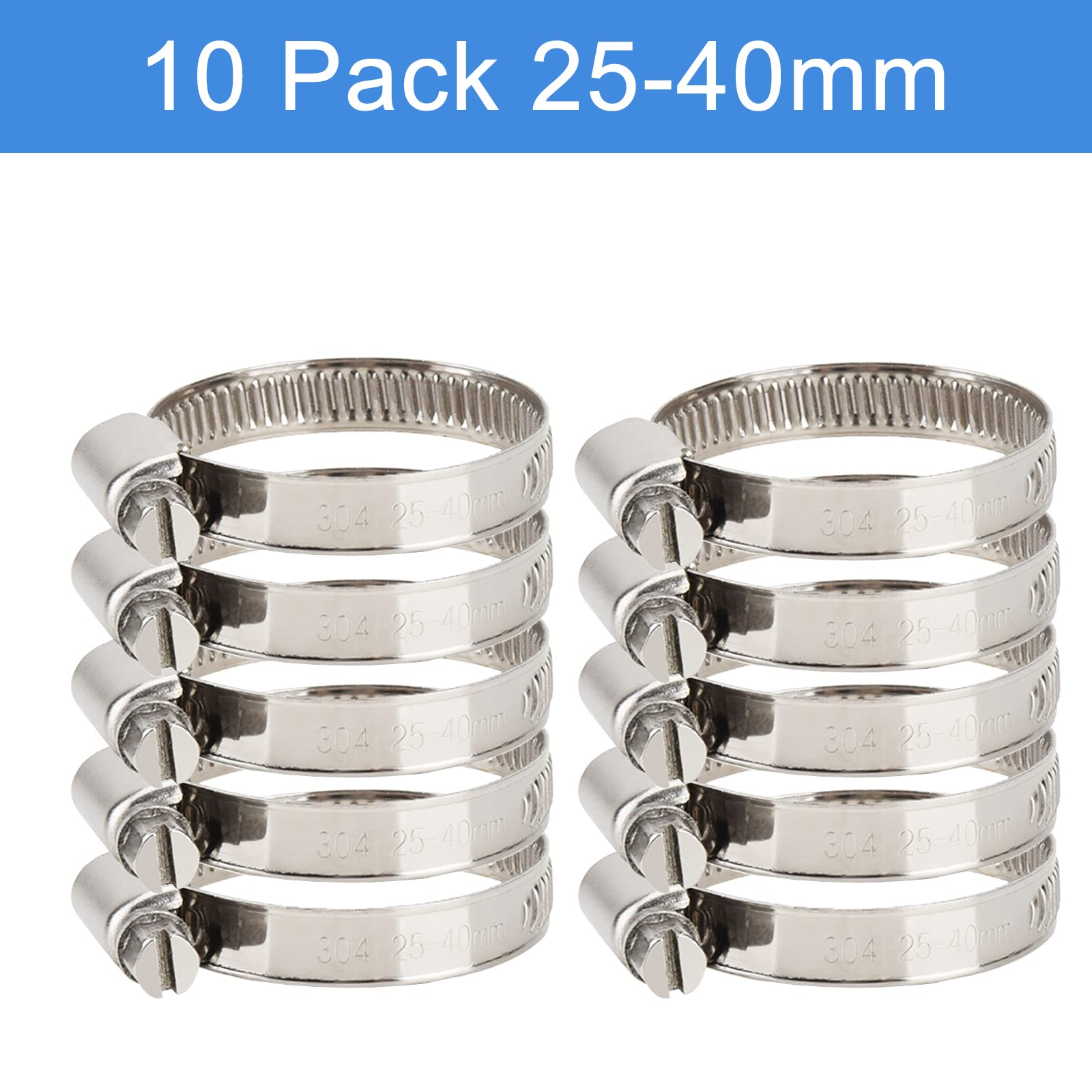 Set 10 Fascette Stringitubo In Acciaio Inox 304 - 25-40mm, Per Tubi Giardino E Irrigazione - Foto 6