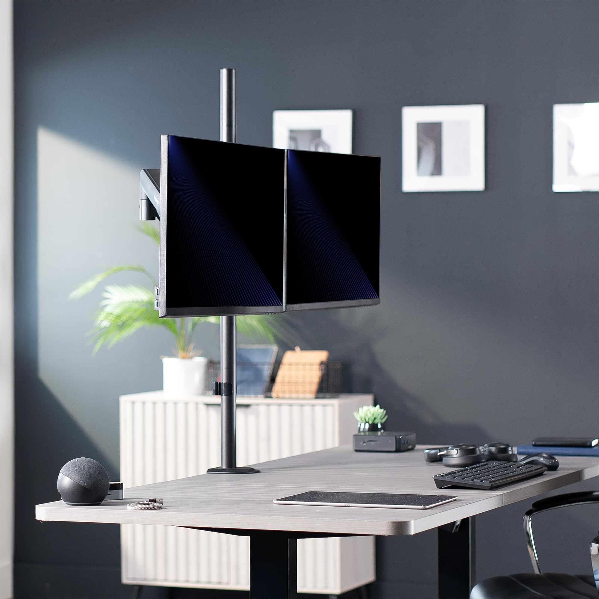 Vivo - Supporto a Braccio Pneumatico Doppio per Monitor Fino a 32", articolato VESA