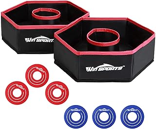 ISANCHA Collapsible Washer Toss Game Set 12" X 12" Include 6 Ring Washers Perfect Game for Party,Beach,Outdoor with Kids a...