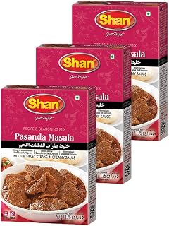 Shan Pasanda Recipe and Seasoning Mix 1.76 oz (50g) - Spice Powder for Fillet Steaks in Creamy Sauce - Suitable for Vegetarians - Airtight Bag in a Box (Pack of 3)