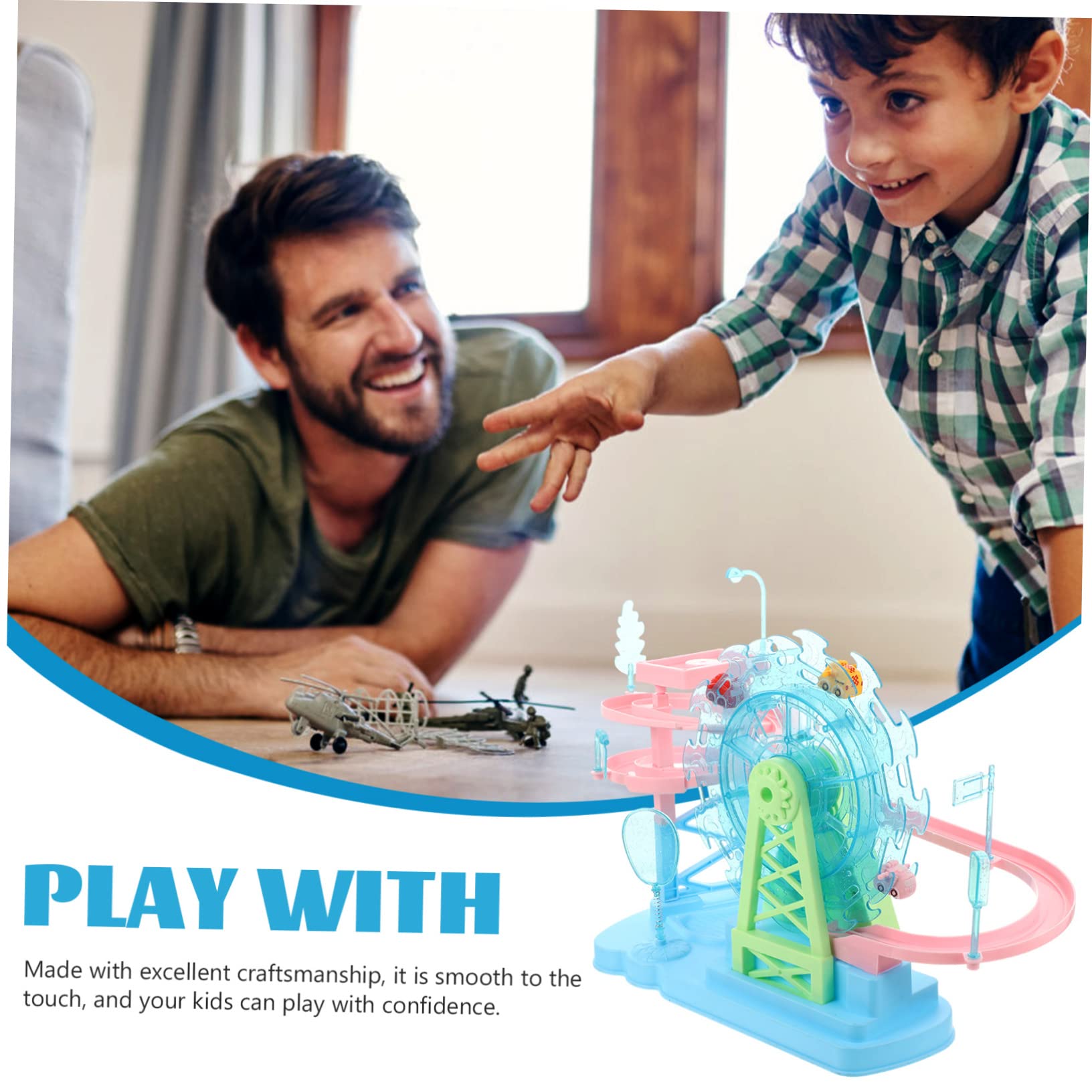 Circuito di Macchinine Elettrica in Plastica Blu Scale per Bambini, Gioco da Tavolo per Compleanno, Set USB Inclusa, Tocco Liscio e Sviluppo Identificazione
