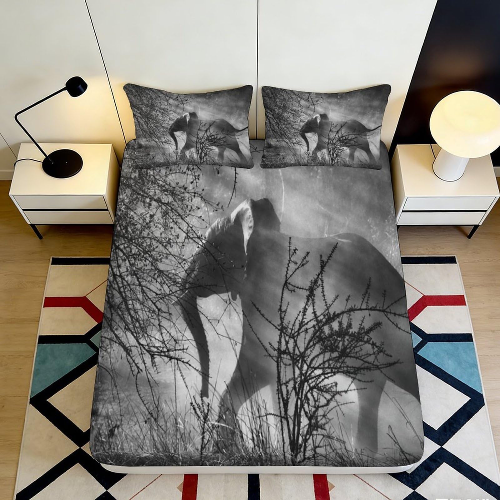 Jqzkxnhpbr Style-10 3D Printed Elephant Safari Fitted Sheet Microfiber Soft Breathable Wildlife Forest Bed Cover For Bedroom Guest Room 90X200x25cm
