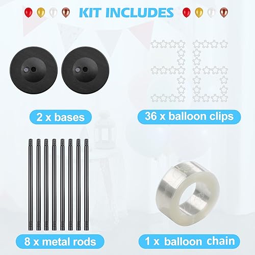 Miniatura 6 de Juego de 2 soportes de columna para globos, soporte de globo de metal ajustable de 1.3 a 5 pies con base para centros de mesa y piso para fiestas de