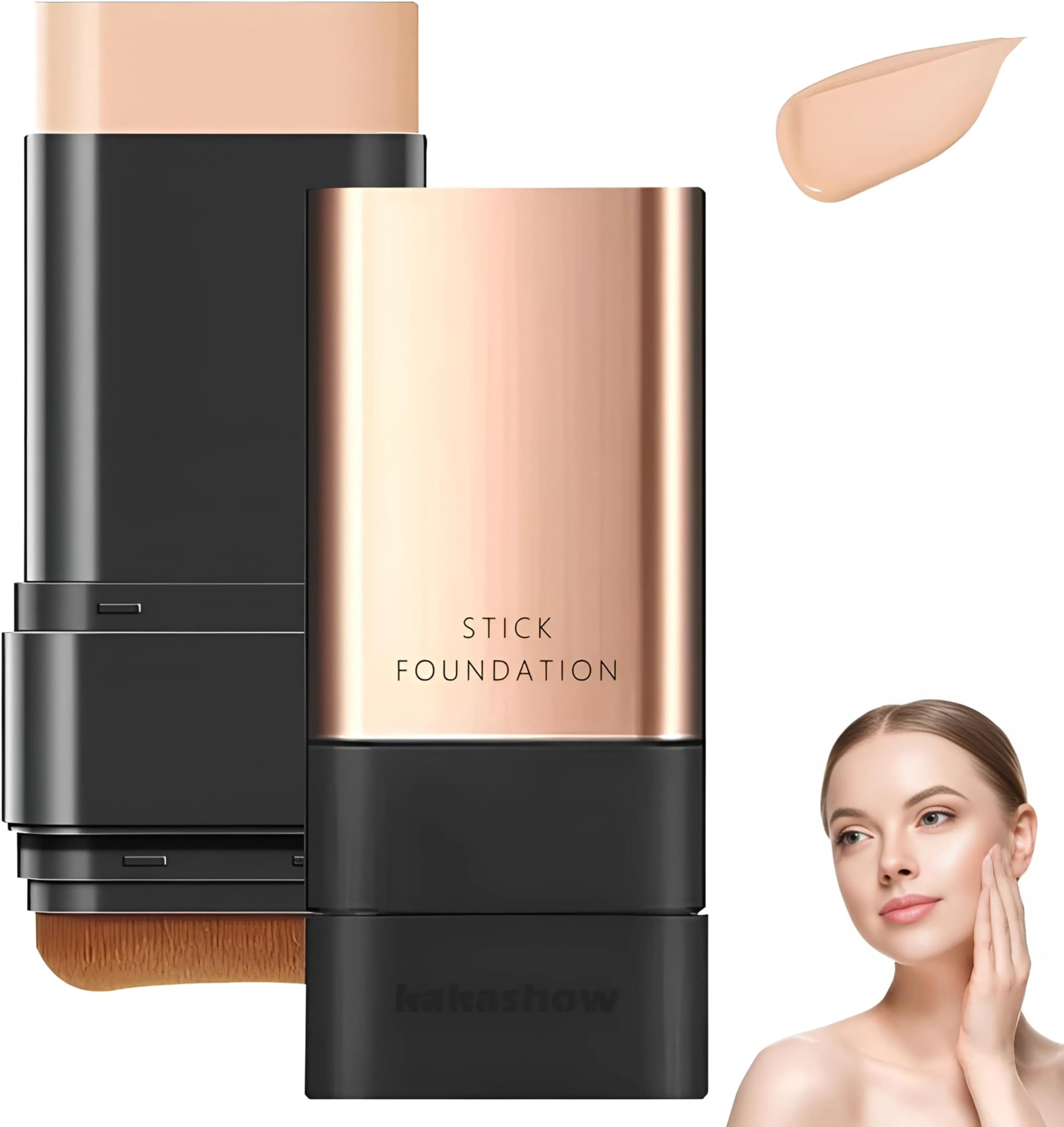 2 in 1 Long Lasting Foundation Stick with Brush | Double Head Waterproof Make Up Conclear | Foundation for Dark skin, Oily skin | Full Coverage Foundation (20 gm)