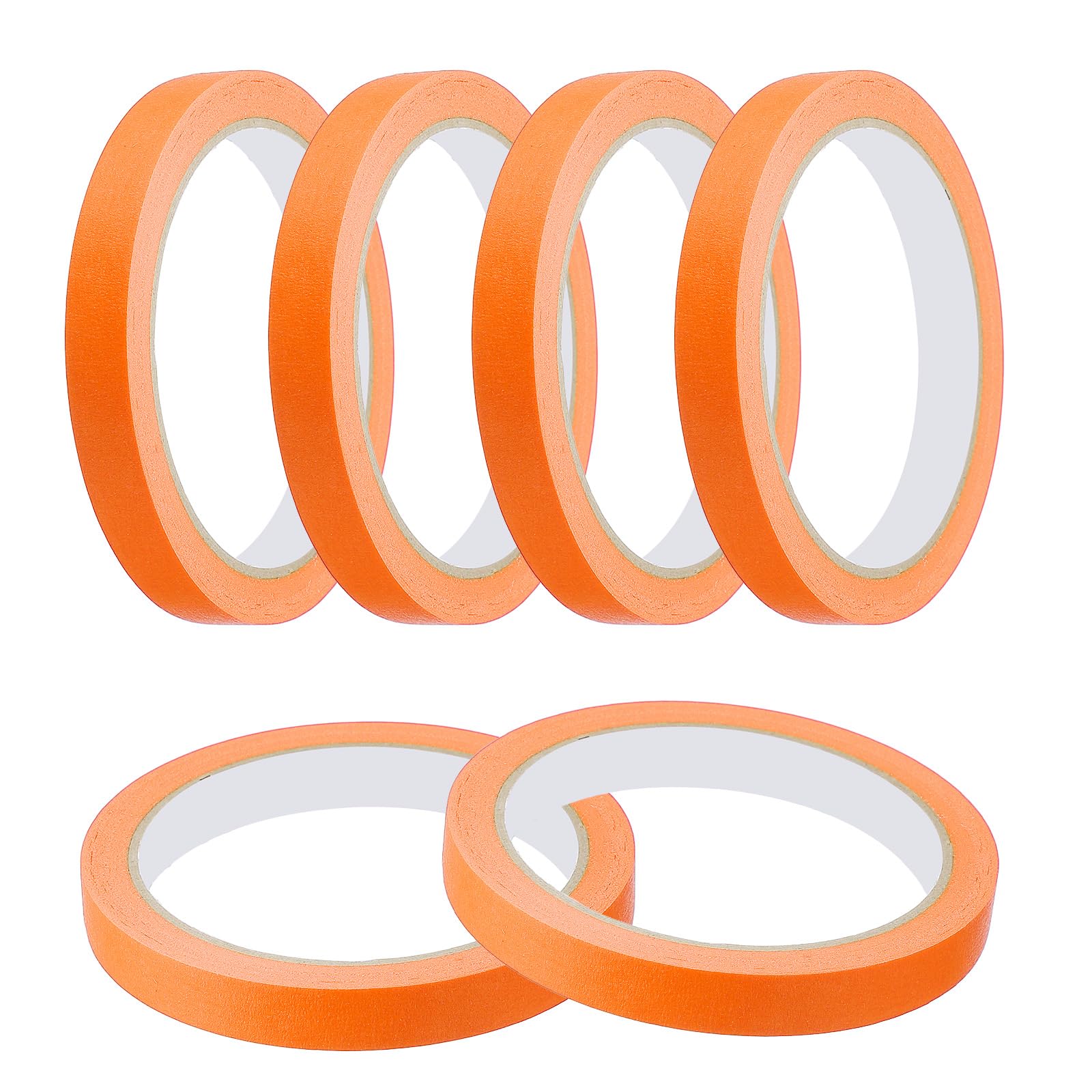 sourcing map Masking Tape 12 mm x 20 Meters Painter's Tape Orange Paint Tapes for DIY Crafts Arts Drawing Decoration Labeling Car Painting Artist Teachers, Pack of 6