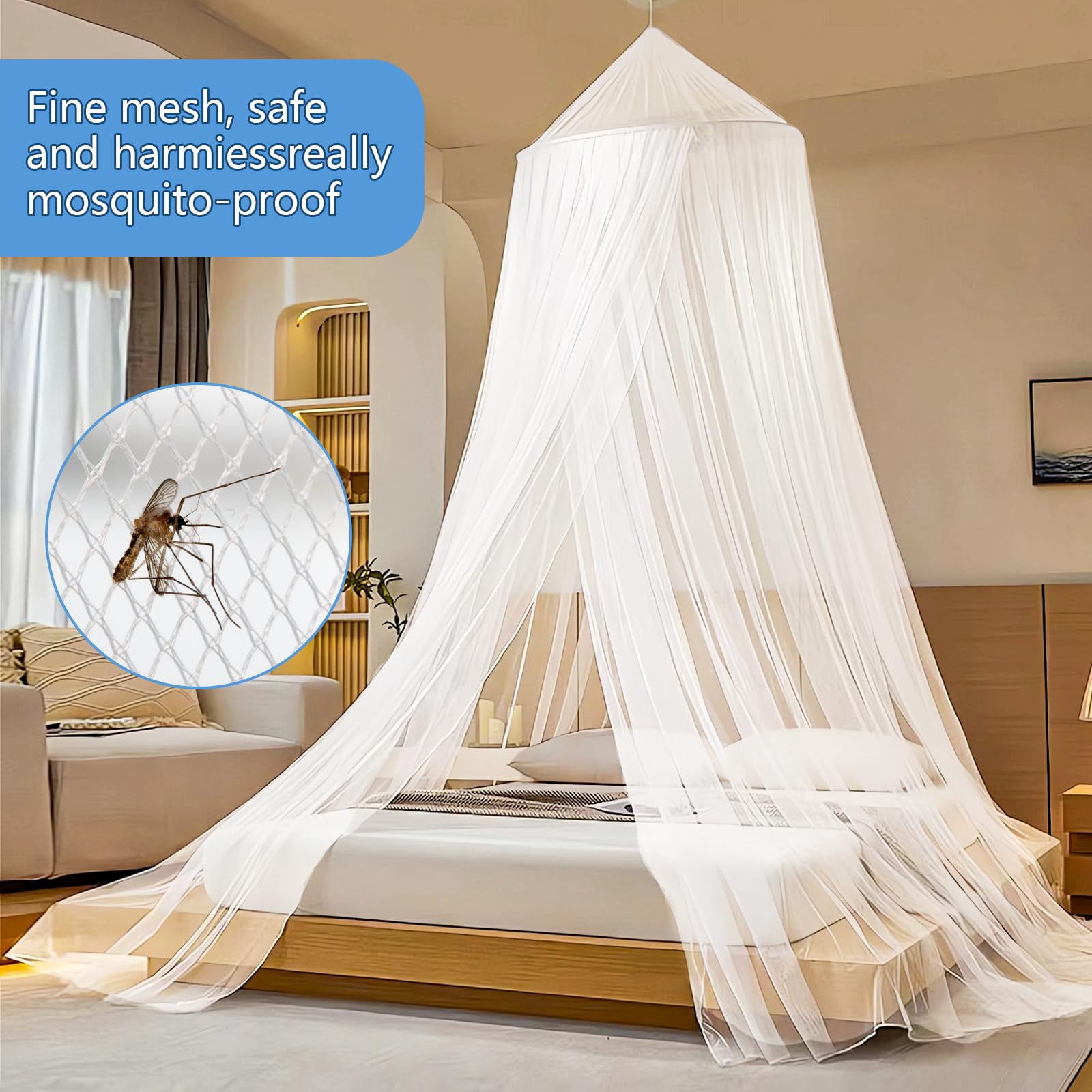 Zanzariera Letto Matrimoniale A Baldacchino - Cupola Universale 60x250x1100 Cm Per Interni Ed Esterni - Foto 3