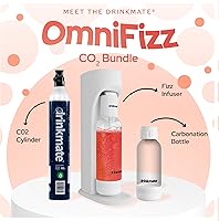 Vista 2 de Drinkmate OmniFizz Sparkling Beverage Maker CO2 Bundle - Sparkling Water/Soda Streaming Machine That Carbonates Any Drink - Includes 1 CO2 Cylinder