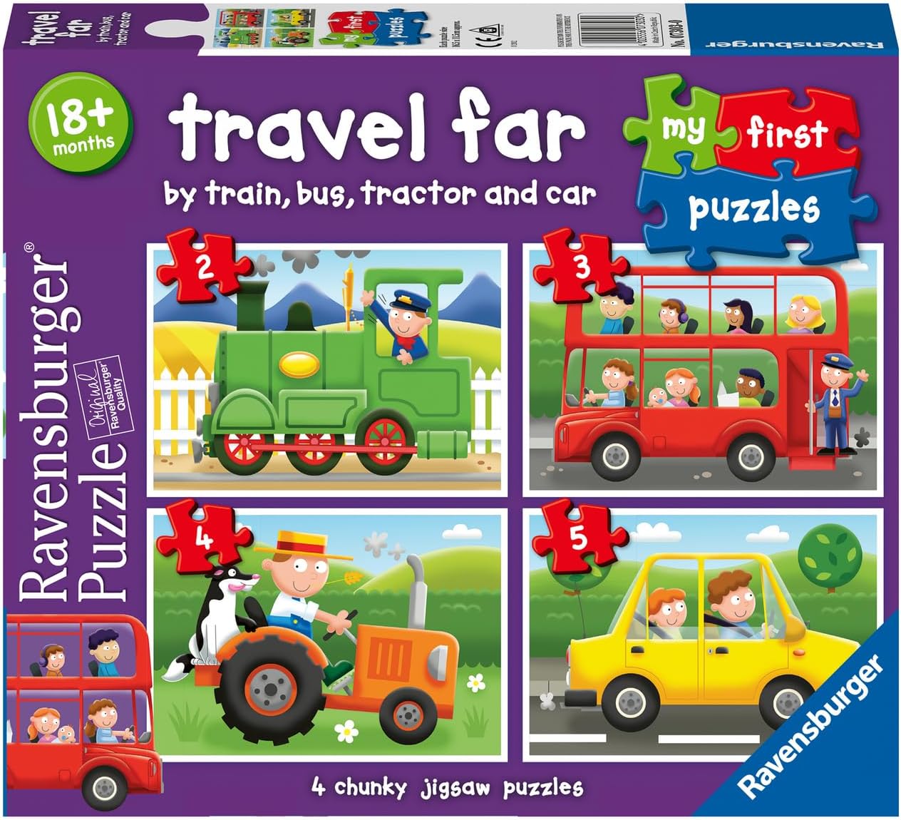 Ravensburger My First Puzzle: Travel Far (2: 3: 4 & 5 Piece) Jigsaw Puzzle for Kids - Every Piece is Unique, Pieces Fit Together Perfectly