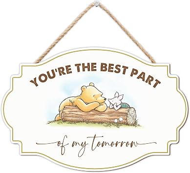 Classic Bear Hanging Decor, 8 X 12" Friendship Wood Wall Decoration,YouRe The Best Part Of My Tomorrow,Gifts For Friends Family - Nursery Home Bedroom Door Decor & Supplies-A05
