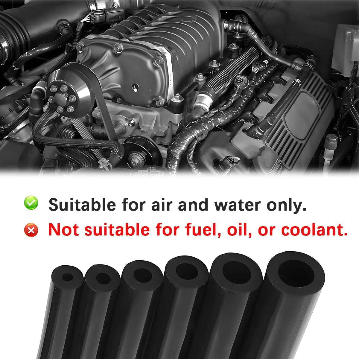 Car Silicone Vacuum Hose Kit, Max 130PSI 6PCS 5FT Vacuum Line & 64PCS Line Connectors for Variety Vehicle Piping System, Multipurpose Auto Replacement Hoses, Universal Fit