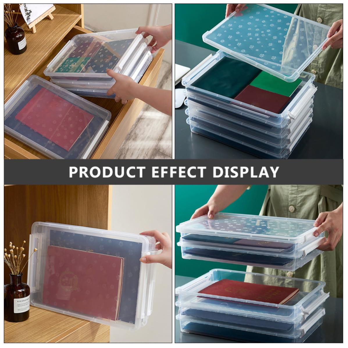 Ipetboom Scatola Trasparente per Documenti in Plastica Pp Multistrato, Resistente All'acqua e Portatile, Organizer per Ufficio e Soggiorno per Riviste e Fogli