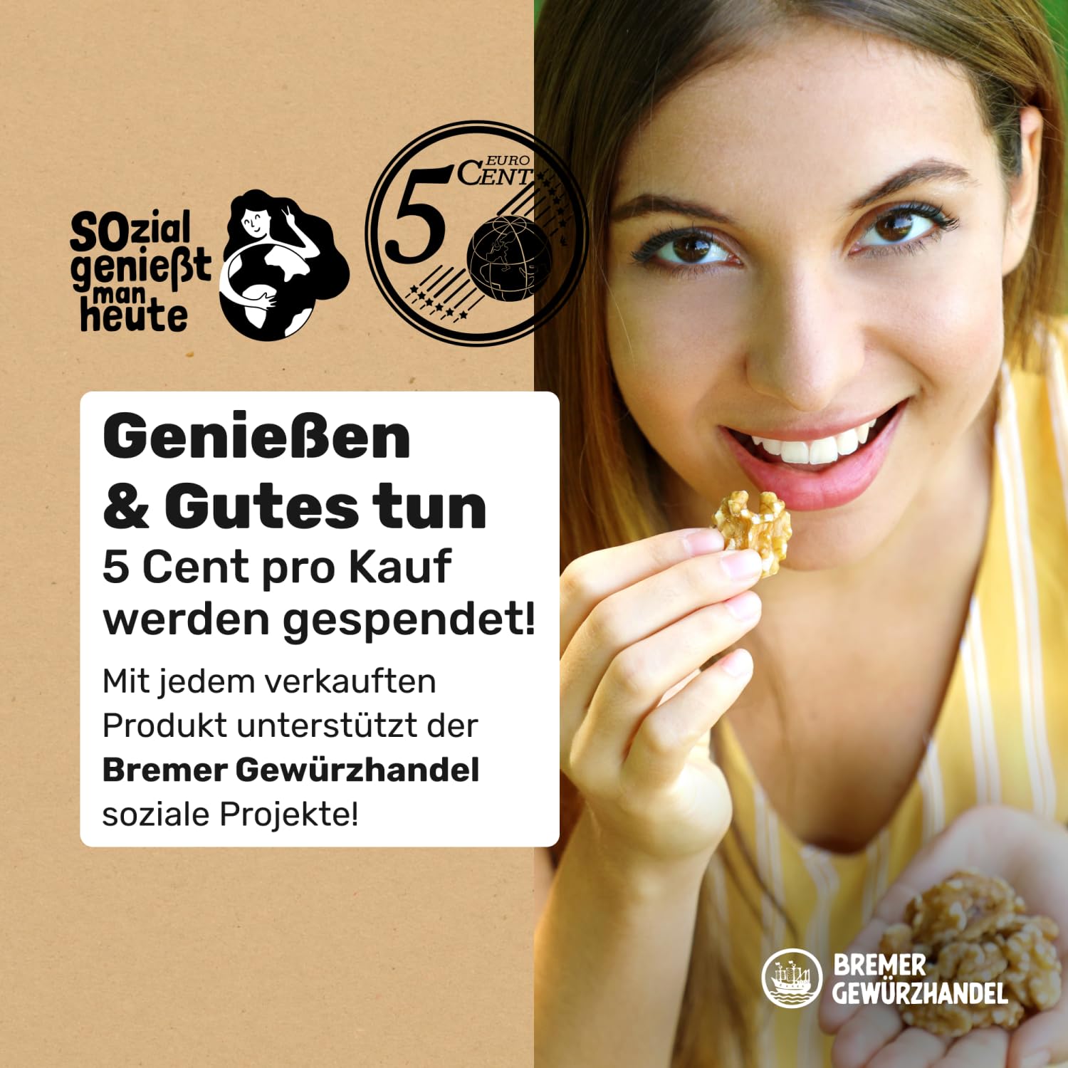 Bremer Gewürzhandel Nussmischung 1 Kg aus Cashewkernen, Walnüssen, Erdnüssen, Mandeln & Haselnüssen, ungesalzen - Nussmix, Studentenfutter Großpackung, Nüsse ohne salz, Studentenfutter ohne Rosinen