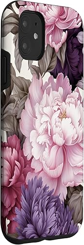 Miniatura 3 de Funda para iPhone 11 Elegant Blush Pink & Purple Vintage Floral Rose & Peony