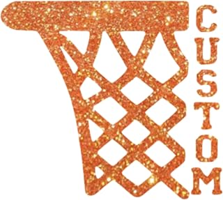 Custom Basketball Hoop Iron On Decal, Bball Hoodie Shirt Tshirt Transfer, HTV Graphic Patch, Gameday DIY, School Team Spirit Decal, Pick Size Color, Iron-On Anything (Orange Glitter)