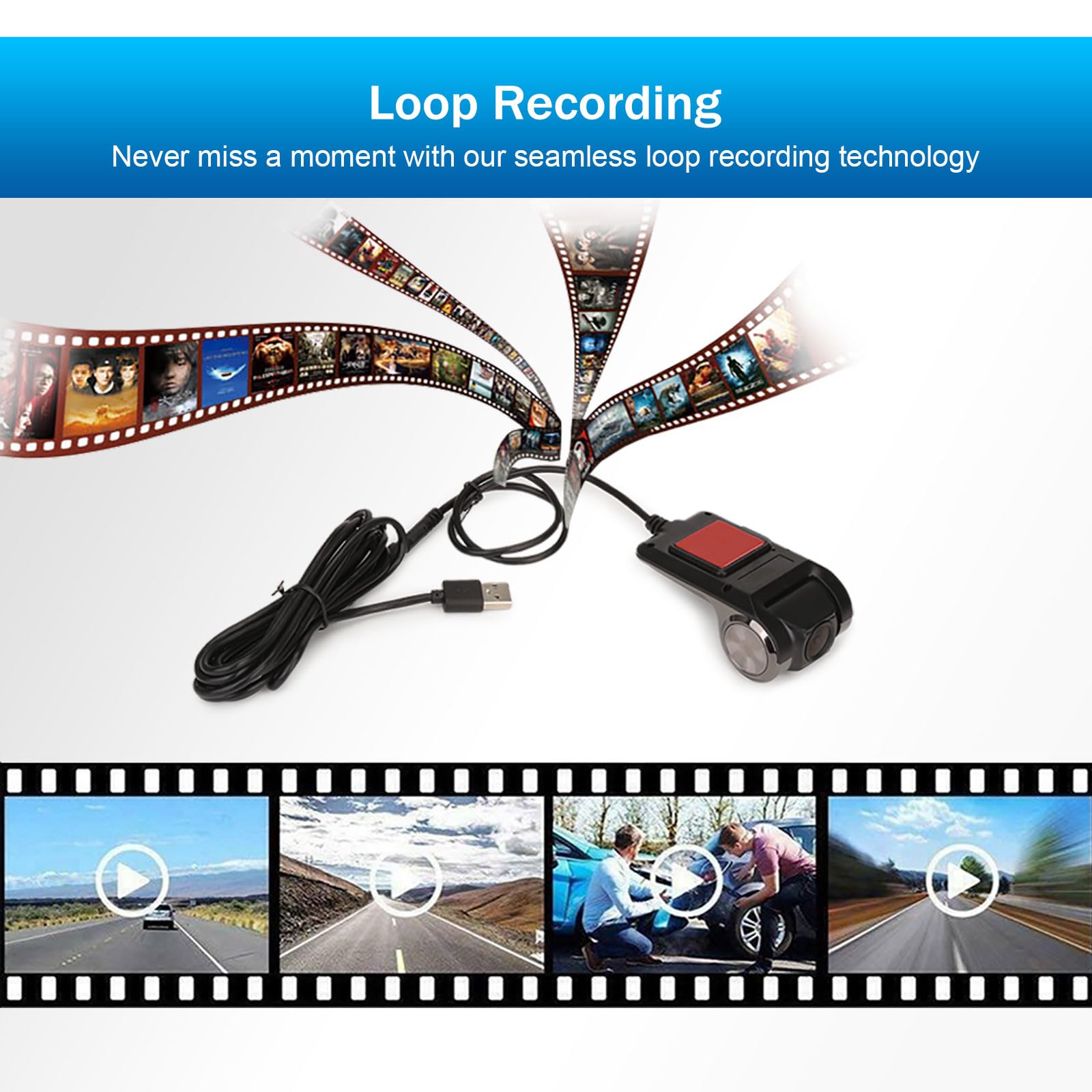 ERISIN 1080P WASSERDICHT 150° Car USB Dash Kamera DVR