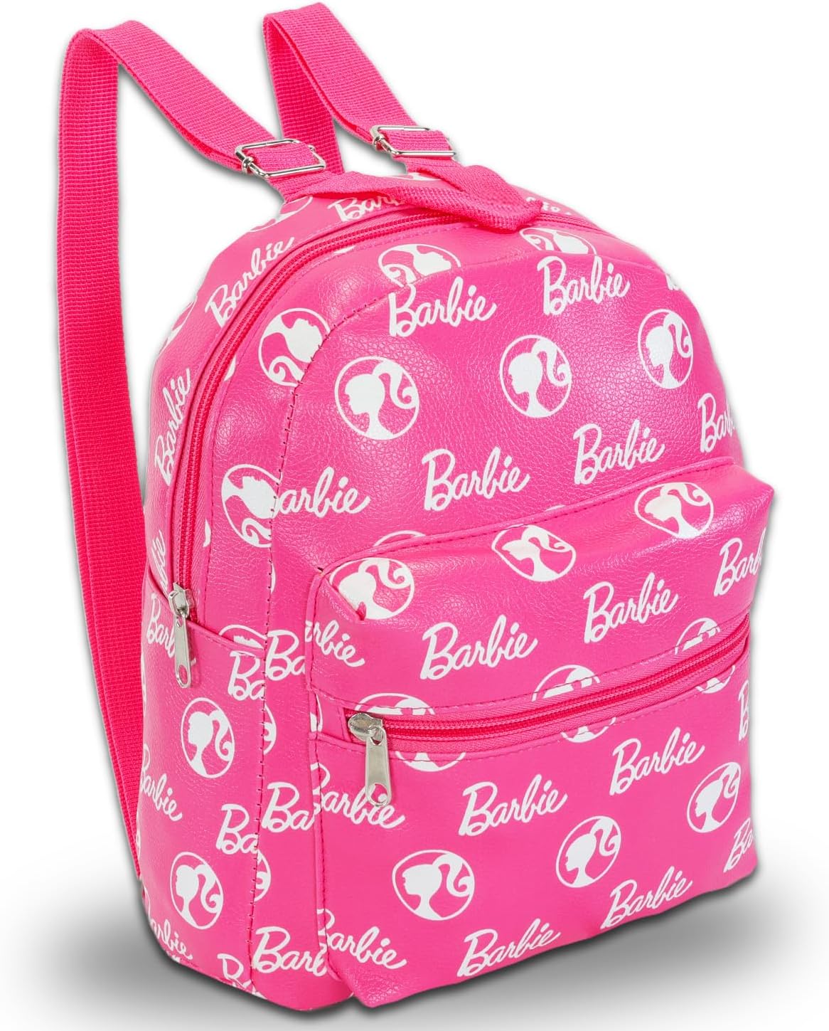 Barbie Mini Backpack for Kids Set - 10” Faux Leather Barbie Backpack with Front Pocket Plus Unicorn Button | Barbie Backpack Bundle for Girls