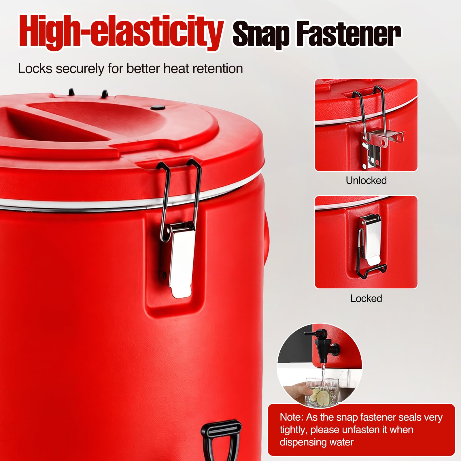 Contenitore termico da 12 litri con rubinetto, contenitore termico portatile per zuppe, scaldavivande con rivestimento interno in acciaio inox per alimenti e acqua