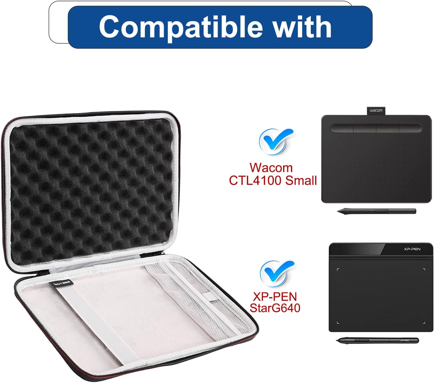 LTGEM Tablet Case for Wacom Intuos Small Graphics Drawing Tablet fits Model # CTL4100 or XPPen Graphics Tablet fits Model # StarG640 (Black)