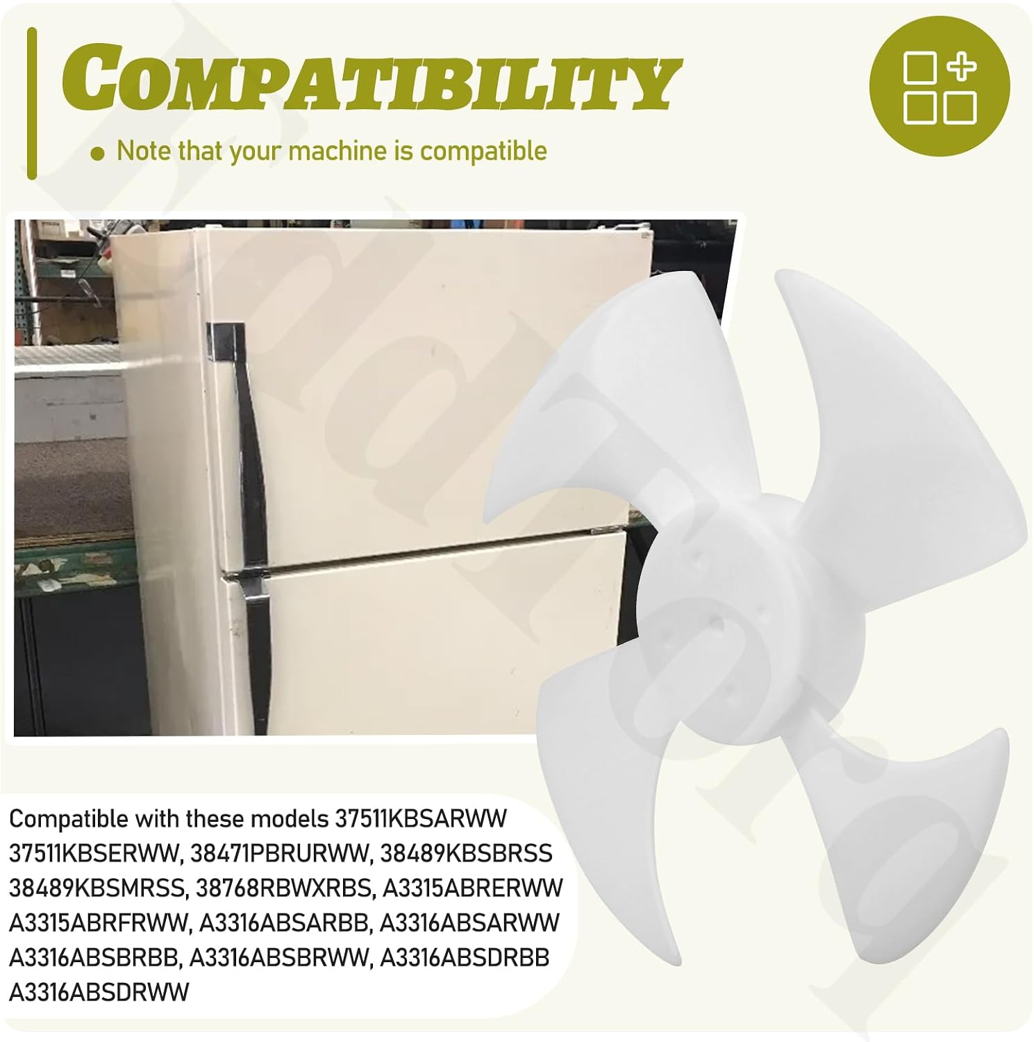 WR60X10207 Refrigerator Condenser Fan Blade Compatible with GE Refrigerators, Replace WR60X10088, PS1022410, EAP1022410
