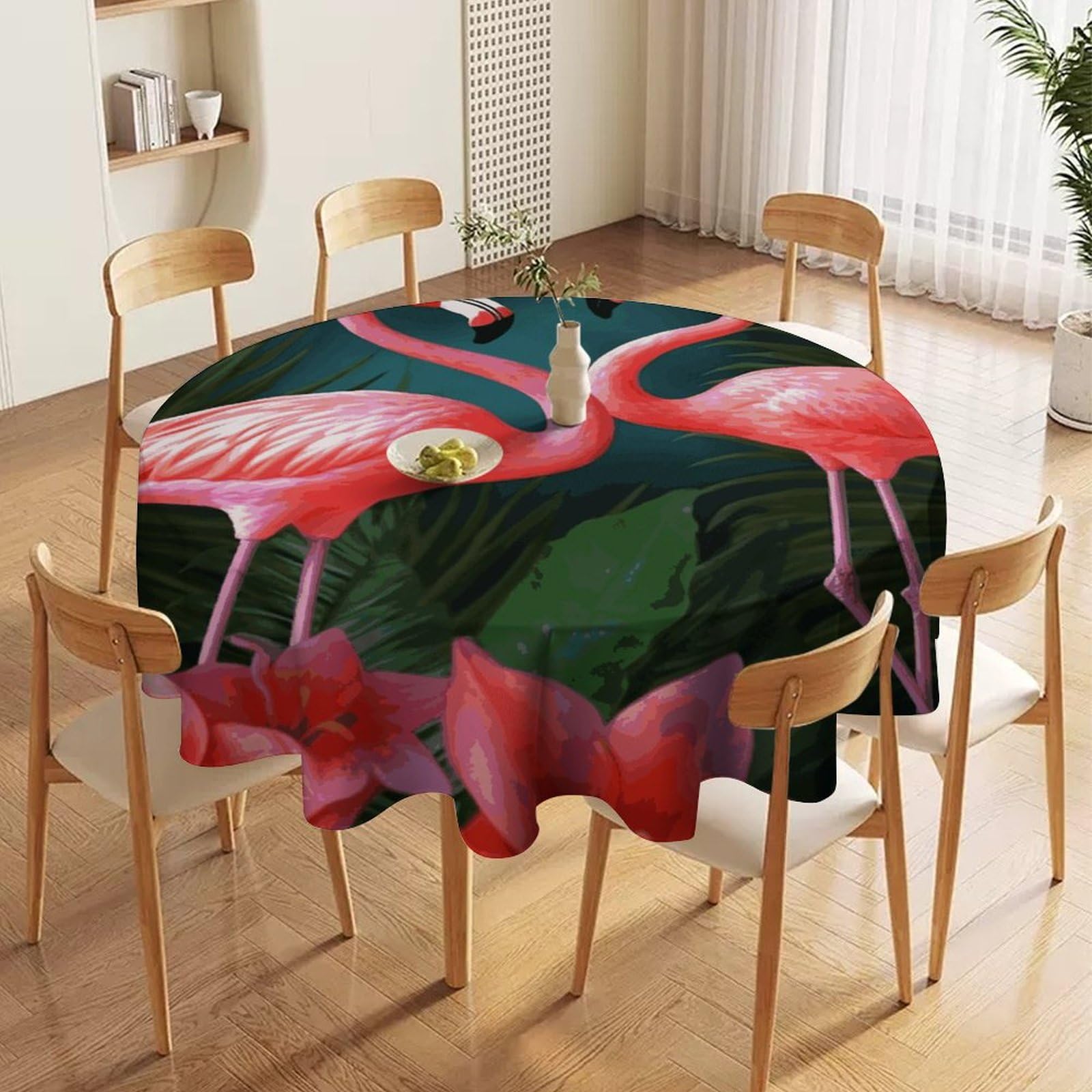 Nappe ronde imperméable en tissu anti-tache de 178 cm pour table de salle à manger
