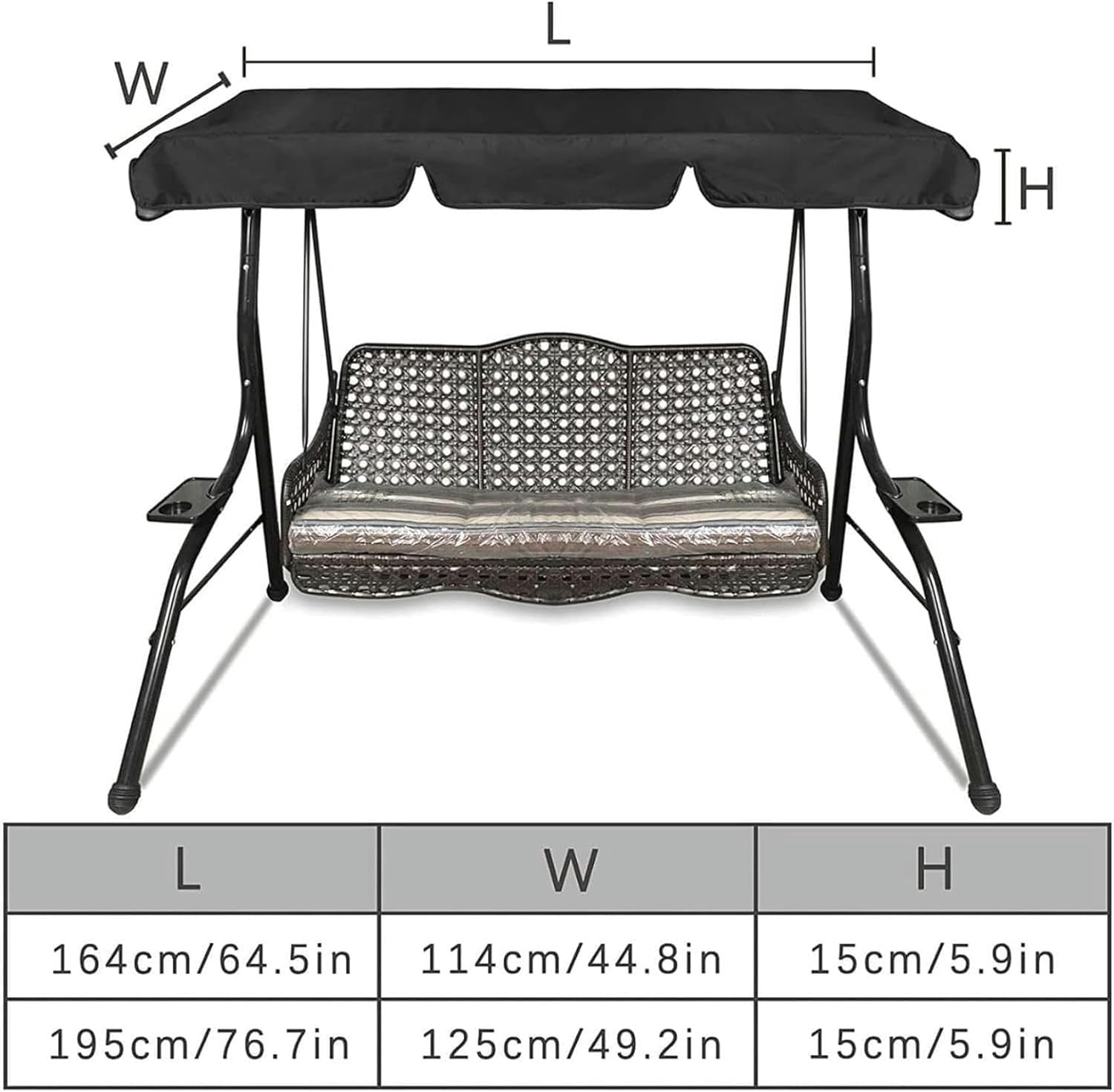 AMNOOL Replacement Canopy for Swing Seat Waterproof Anti-Uv Patio Swing Chair Seat Top Hammock Roof Cover of 3 Seaters for Sun Shade Poolside-1