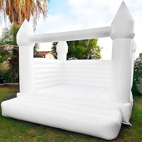 Miniatura 8 de OZIS Casa inflable blanca de rebote de 8 x 10 x 8 pies con soplador, inflable de PVC, gran castillo inflable para niños pequeños, adultos, boda,