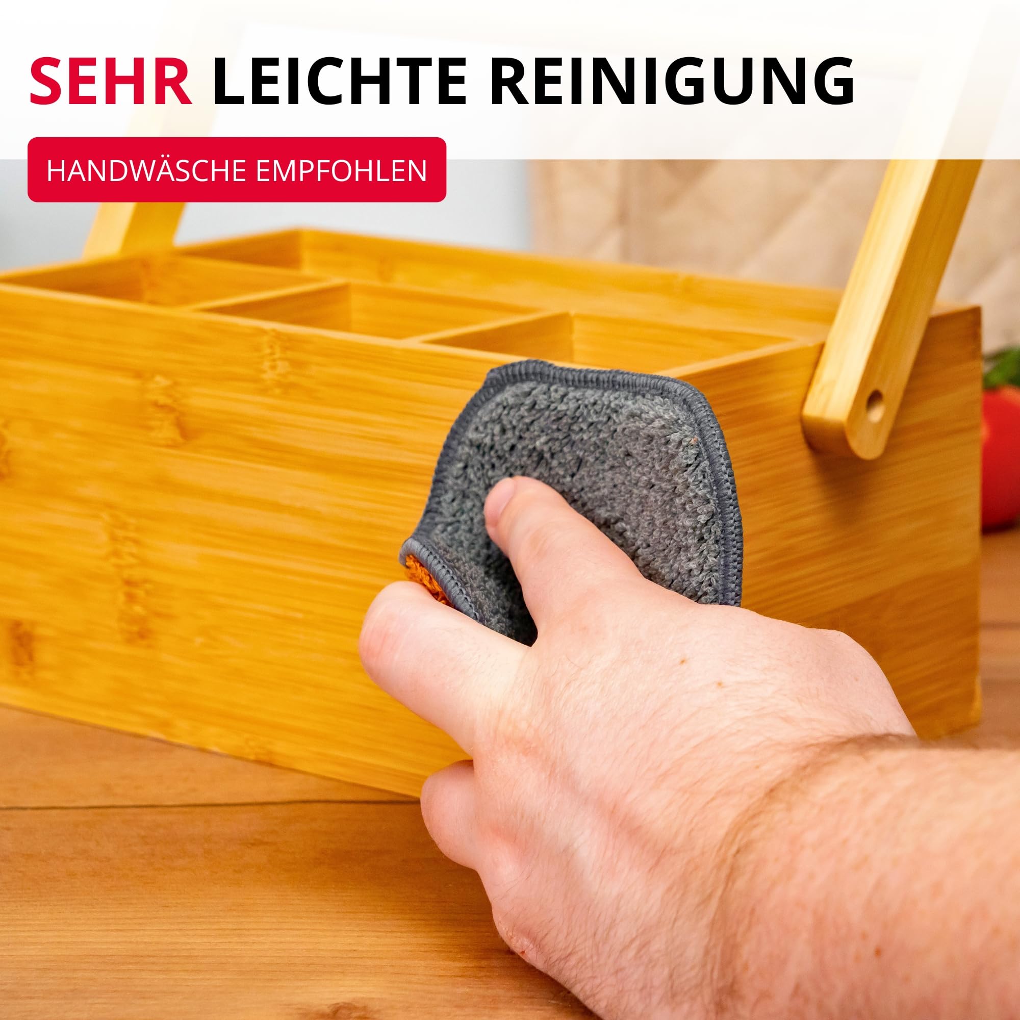 Westmark Küchen-Organizer/Tischbutler, 4 Fächer, mit Tragegriff, Maße: 28 x 15 x 22 cm, Bambus, Tapas + Friends, Hellbraun, 69802270