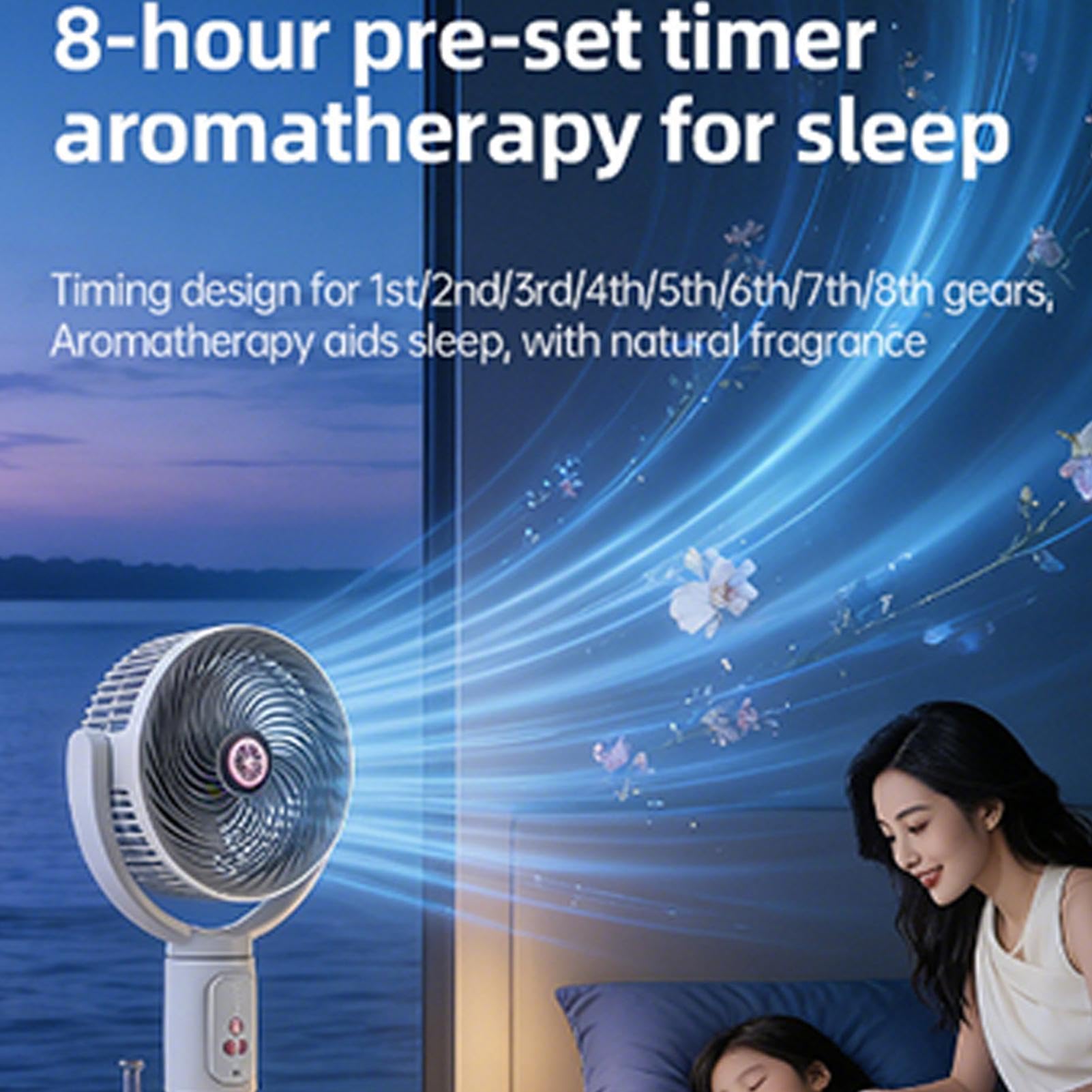 Ventilatore A Piantana Con Telecomando 5 Velocità 180° Oscillante Timer 8h | Ventilatore Circolazione Aria Per Cucina Ufficio Domestico Dormitorio Lavoro Studio Sonno Campeggio