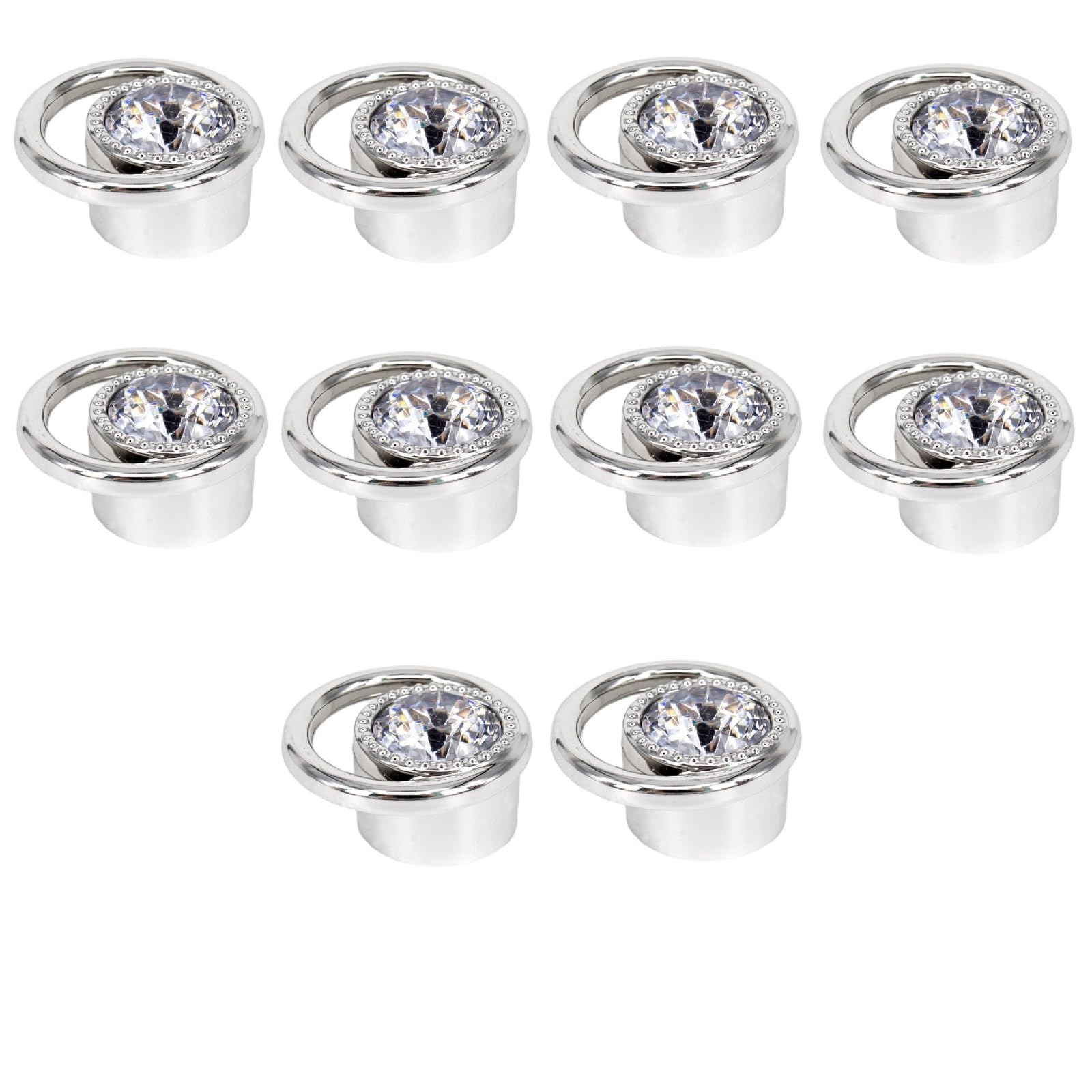 Kfgisd 8048 Chrome Color 10 Pcs Furniture Drawer Handles And Knobs,Cabinet Knobs Single Hole Crystal Cabinet Handle,Crystal Handles(8048 Chrome Color)