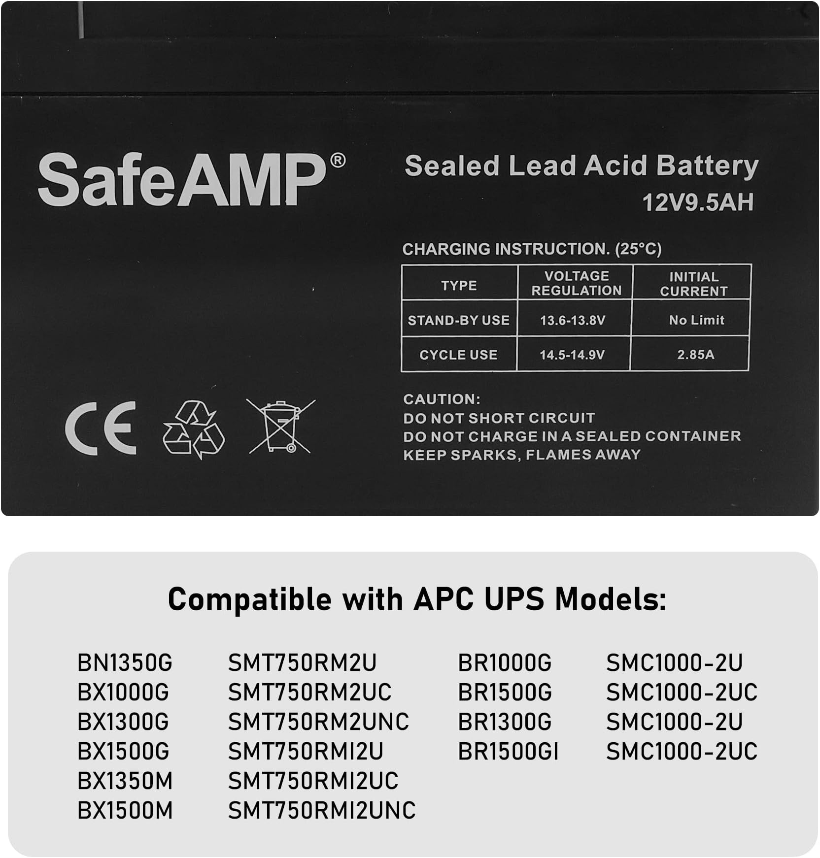 UPS 9Ah, 24VDC VRLA Battery Replacement APCRBC124 Compatible with APC UPS Models BR1000G, BX1350M, BN1350G, BX1000G, BX1300G.