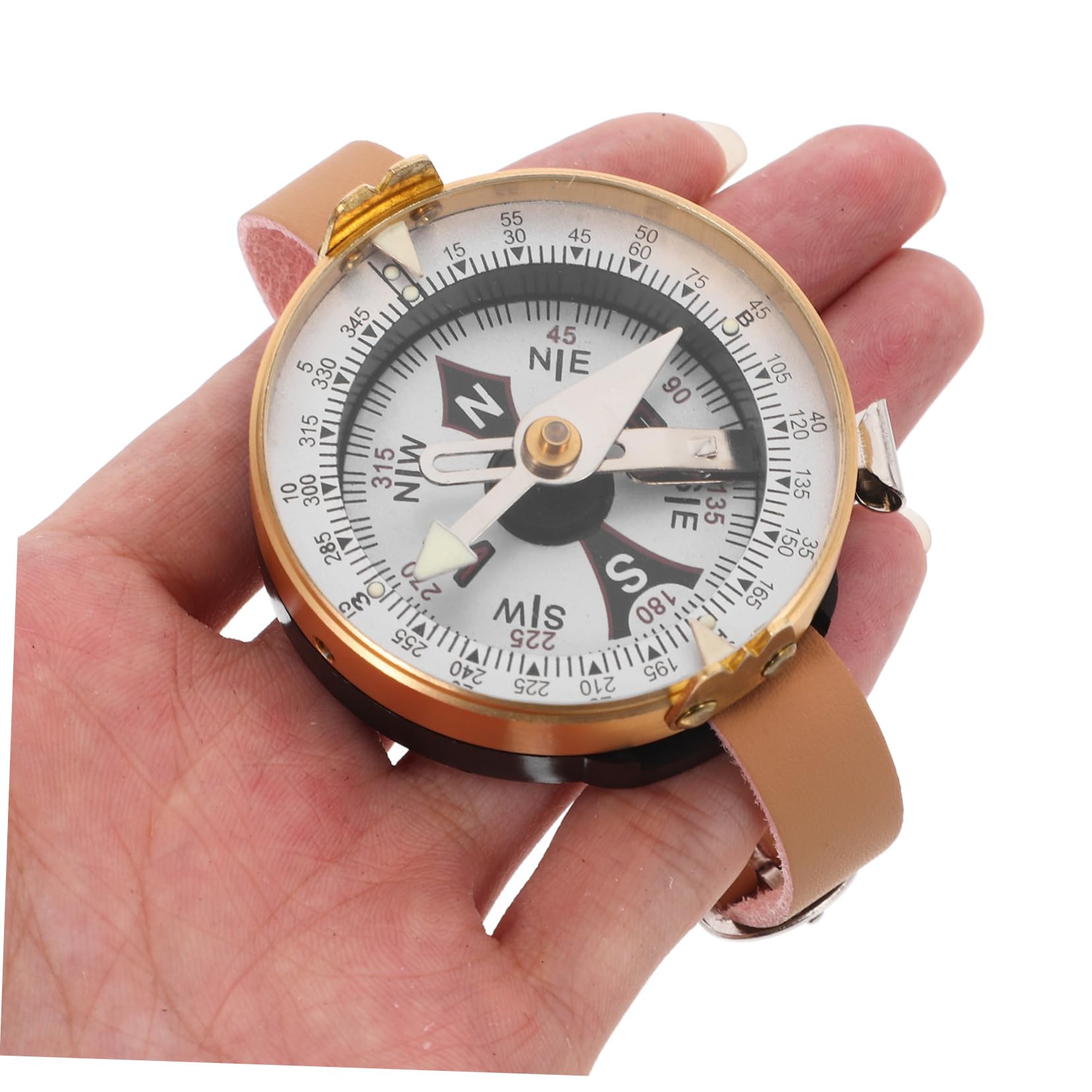 Mipcase orologio bussola navigazione con bussola equipaggiamento da campeggio attrezzatura da campeggio orientamento bussola da escursionismo portatile bussola russa portatile pelle