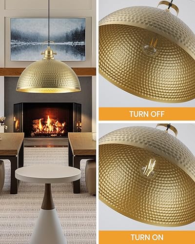 Miniatura 4 de Luces colgantes martilladas, lámpara colgante dorada 1 paquete