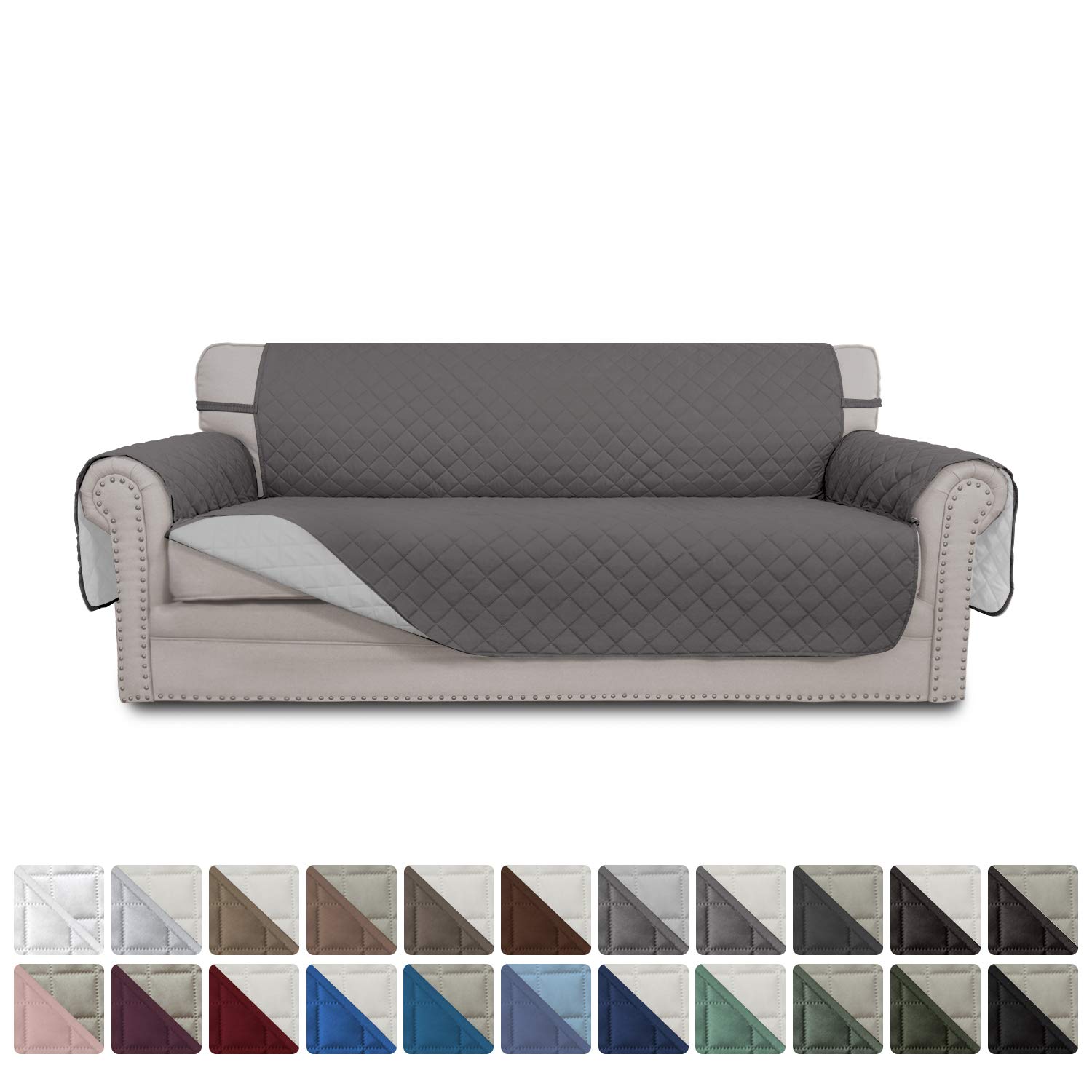 Easy-Going Sofa Slipcover Reversible Sofa Cover Water Resistant Couch Cover Furniture Protector with Elastic Straps for Pets Kids Children Dog Cat(Oversized Sofa, Gray/Light Gray)