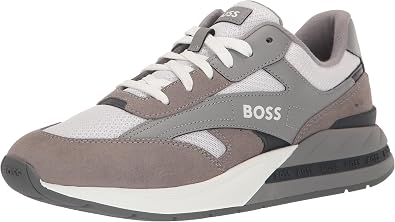 BOSS Mens Leather Low Profile Run Inspired Sneaker