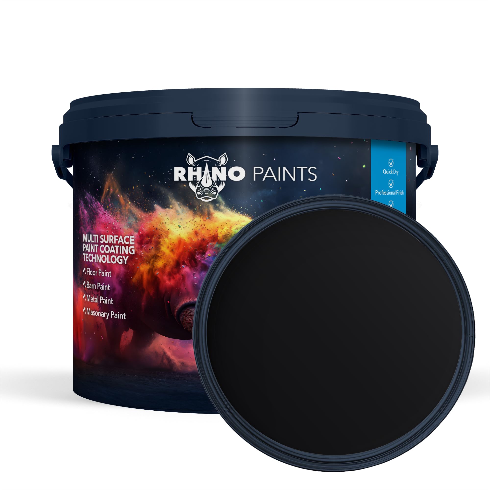 RHINO PAINTS Black PU350 Polyurethane Paint Coating, 20L, Industrial Grade, For Concrete, Metal and Timber