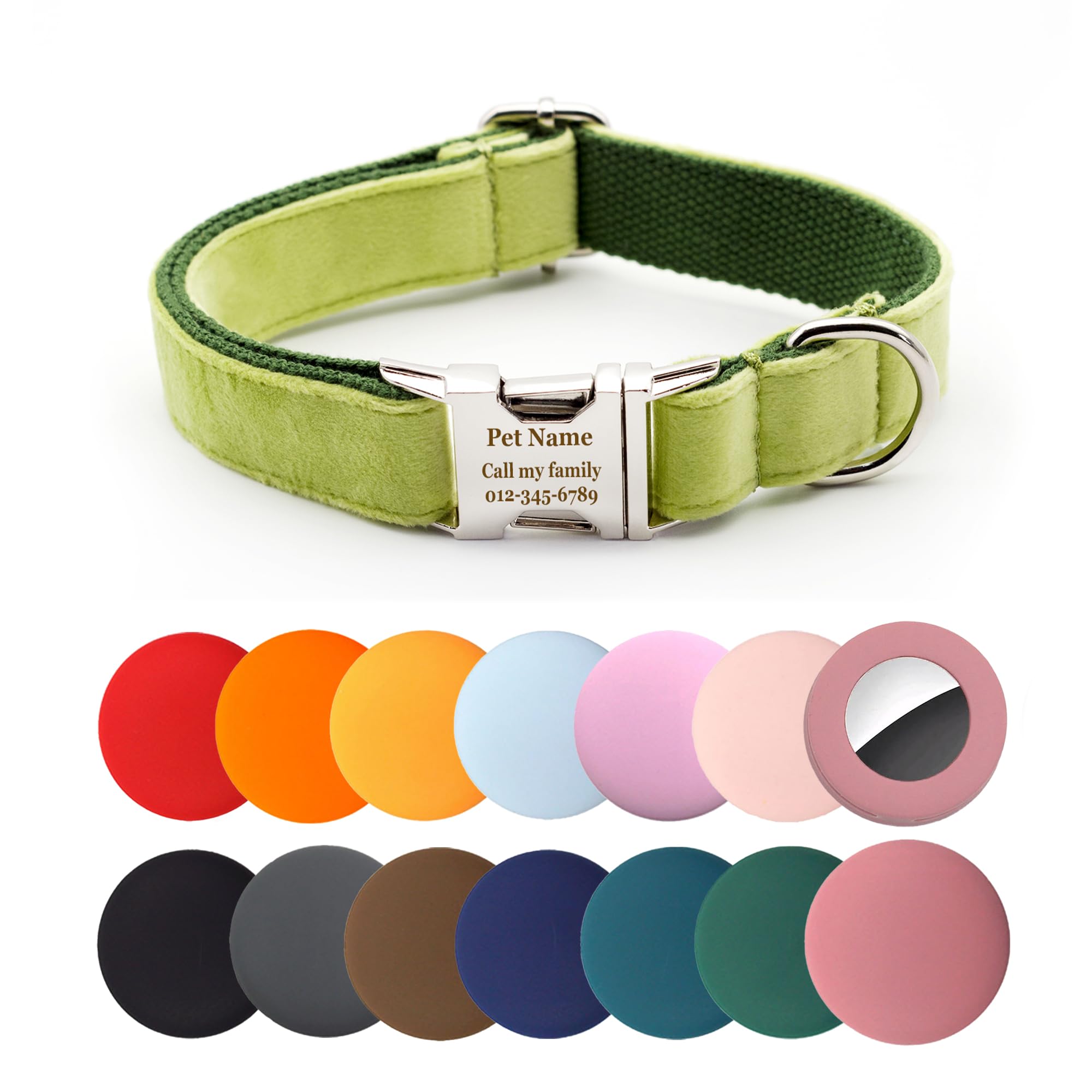 Personalized Dog Collar Thick Velvet (Lime)