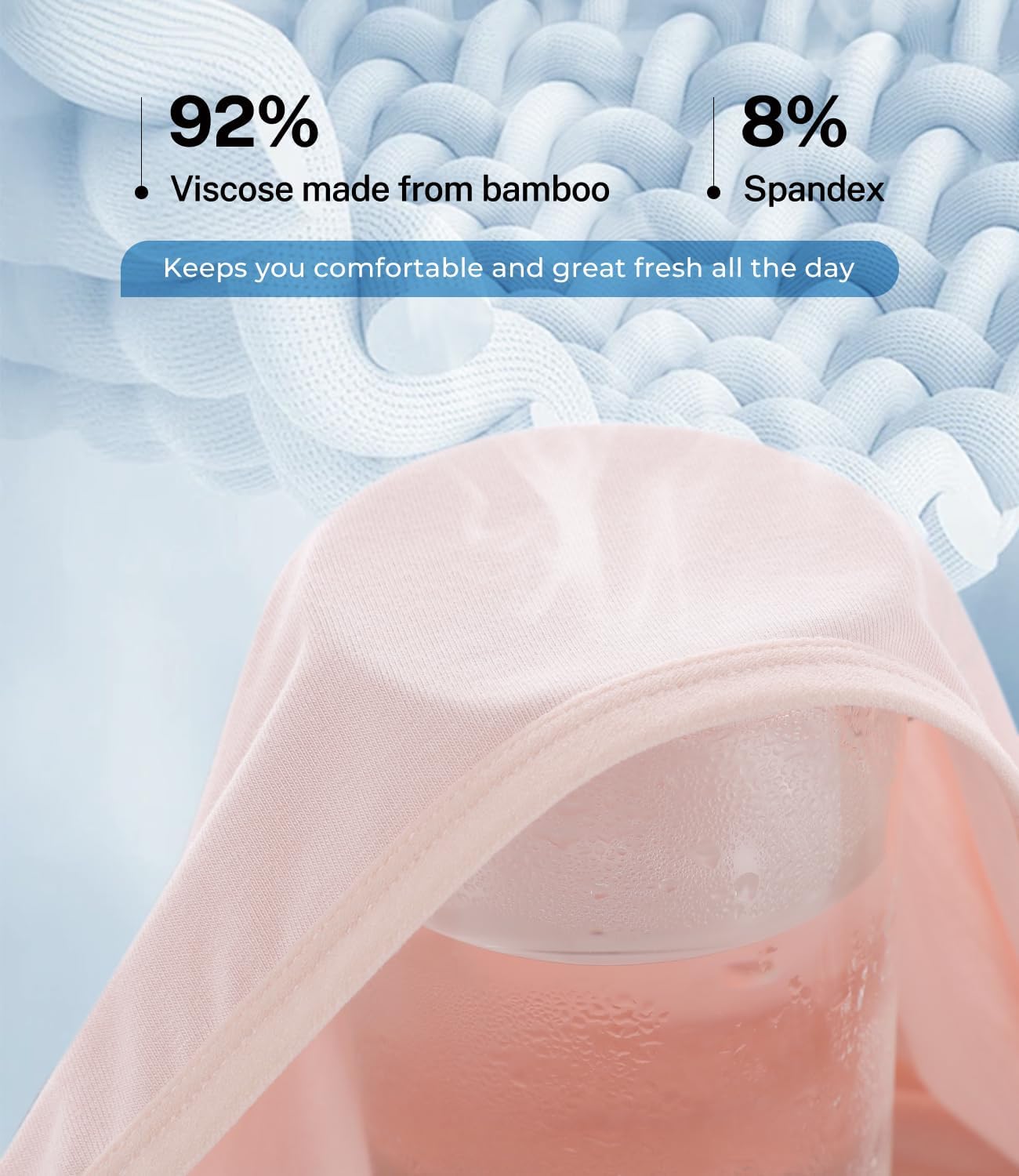 BAMBOO COOL Womens Underwear High Cut Briefs Breathable Moisture-Wicking Hipster Ladies Panties, 5-Pack - Image 3