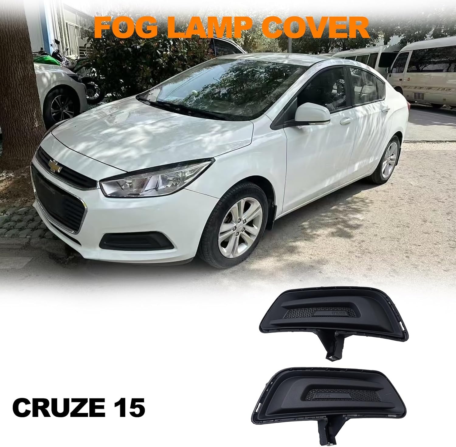 MP&PV Auto Parts Front Bumper Fog Light Cover Set Left and Right, Fog Lamp Bezel Black Cover Trim Compatible with Chevrolet Chevy Cruze 2015