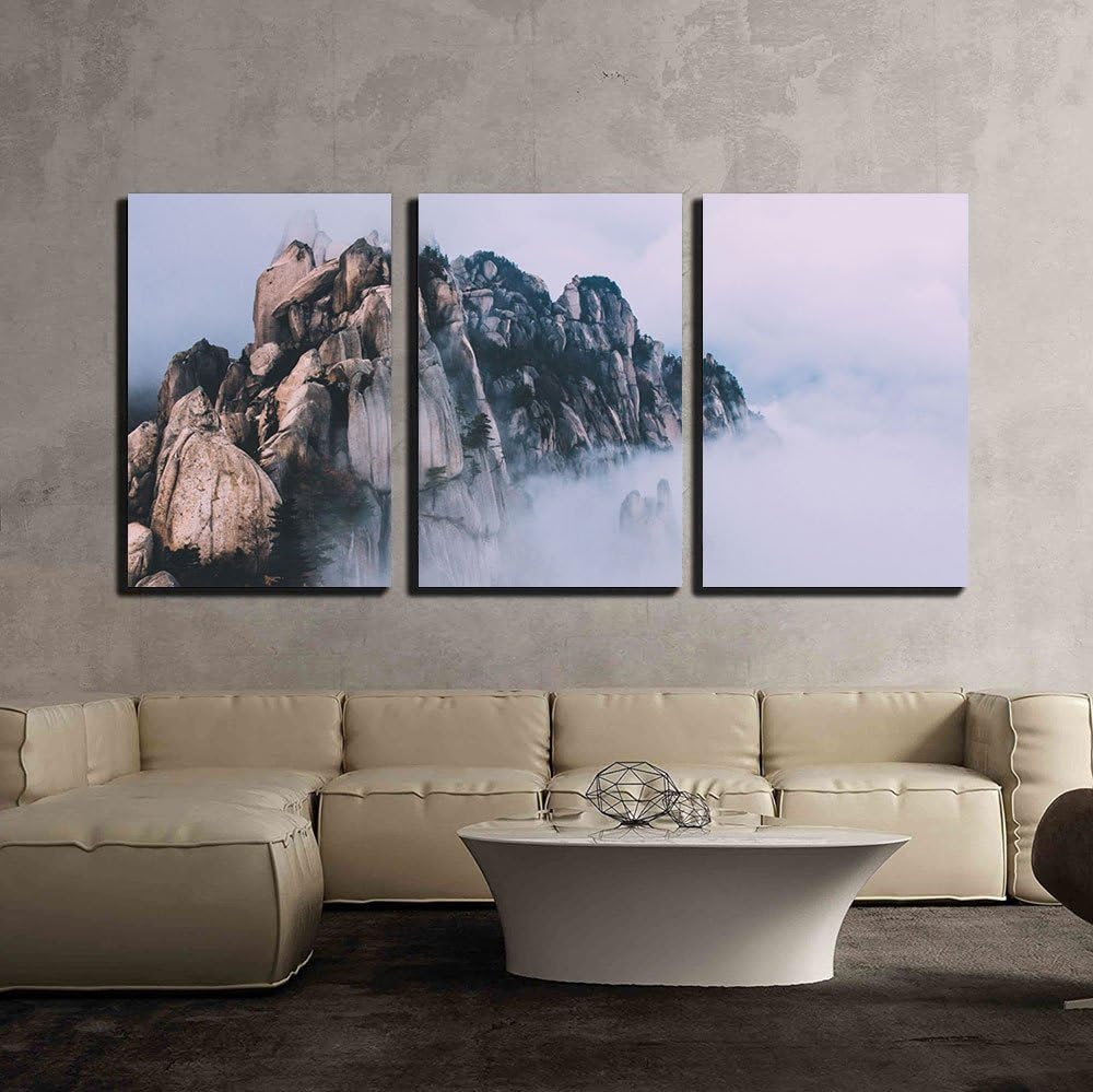 Amazon.com: wall26 - 3 Piece Canvas Wall Art - Rock Mountain Surrounded ...