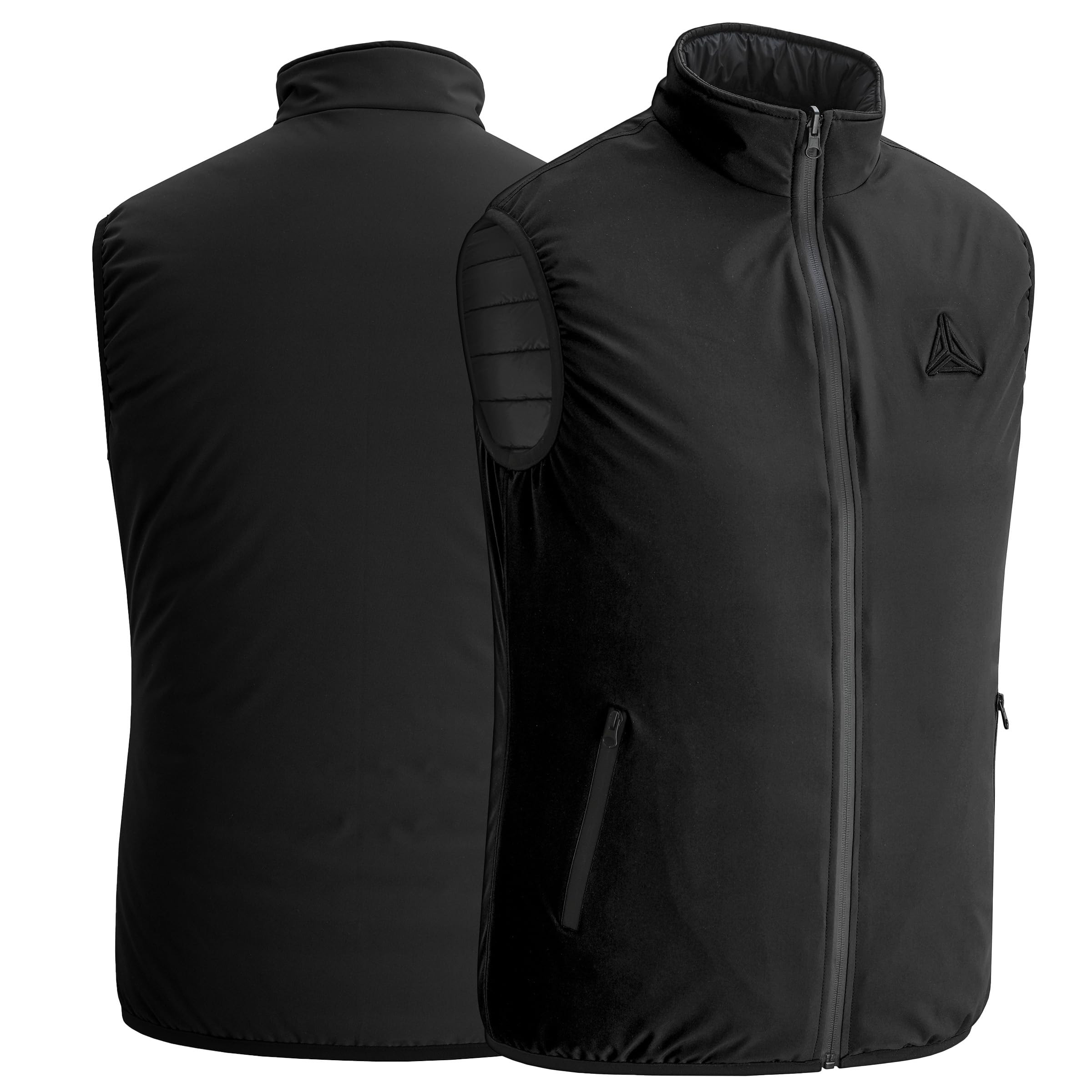 Ambick Chaleco de golf para exteriores de dos vías para hombre, chaleco acolchado reversible, chaleco ligero plegable acolchado y aislado, chaleco de abrigo resistente al agua y cálido (2XL, Negro)