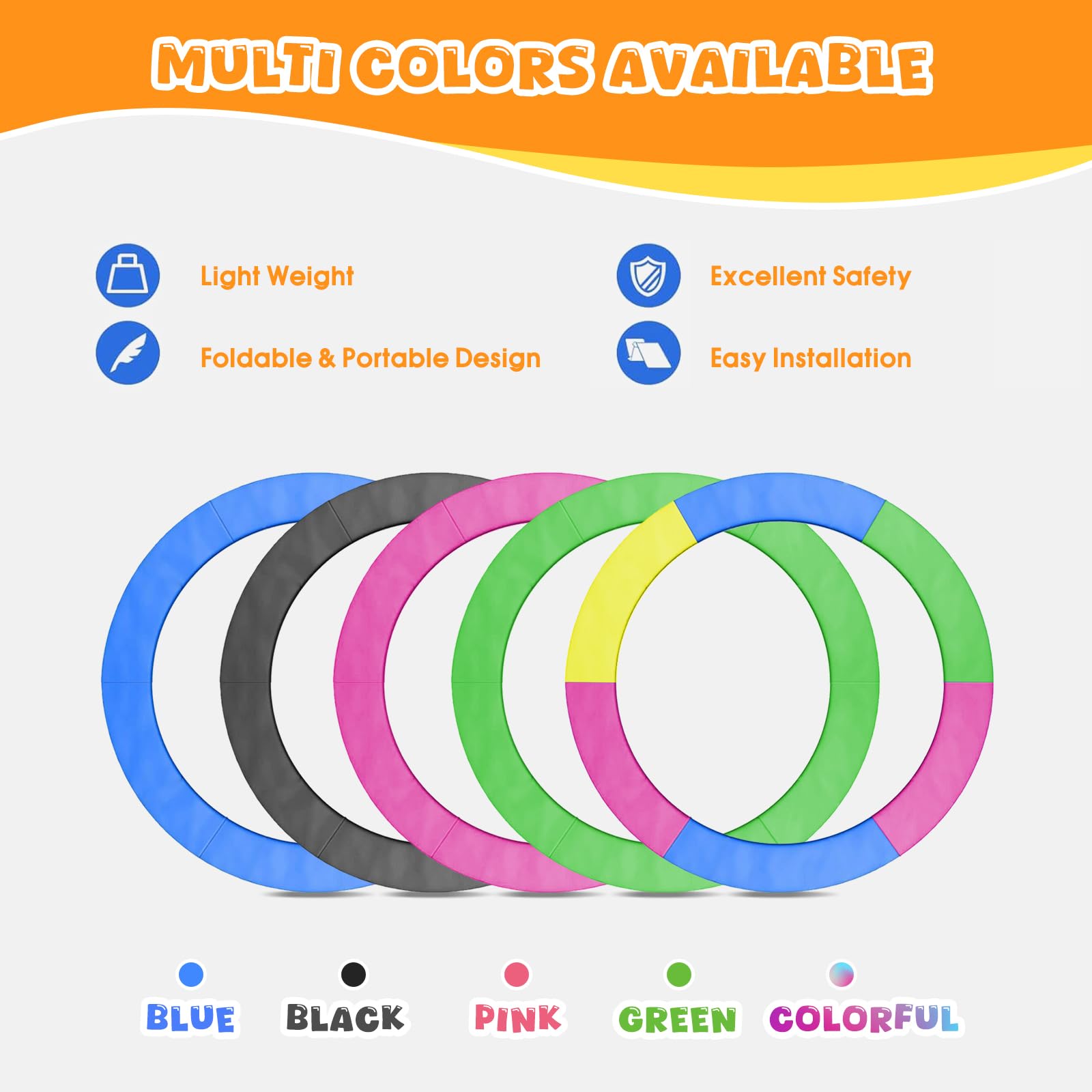 Cuscino di Protezione del Trampolino Ø 244 305 366 396 397 400 426 427 cm, Copertura del Bordo del Trampolino Elastico, Cuscino di Sicurezza di Sostituzione, 100% Resistente ai Raggi UV, Antistrappo