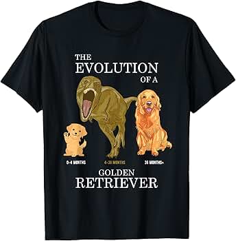 Amazon | ゴールデンレトリバーの進化や犬の進化。 Tシャツ | T