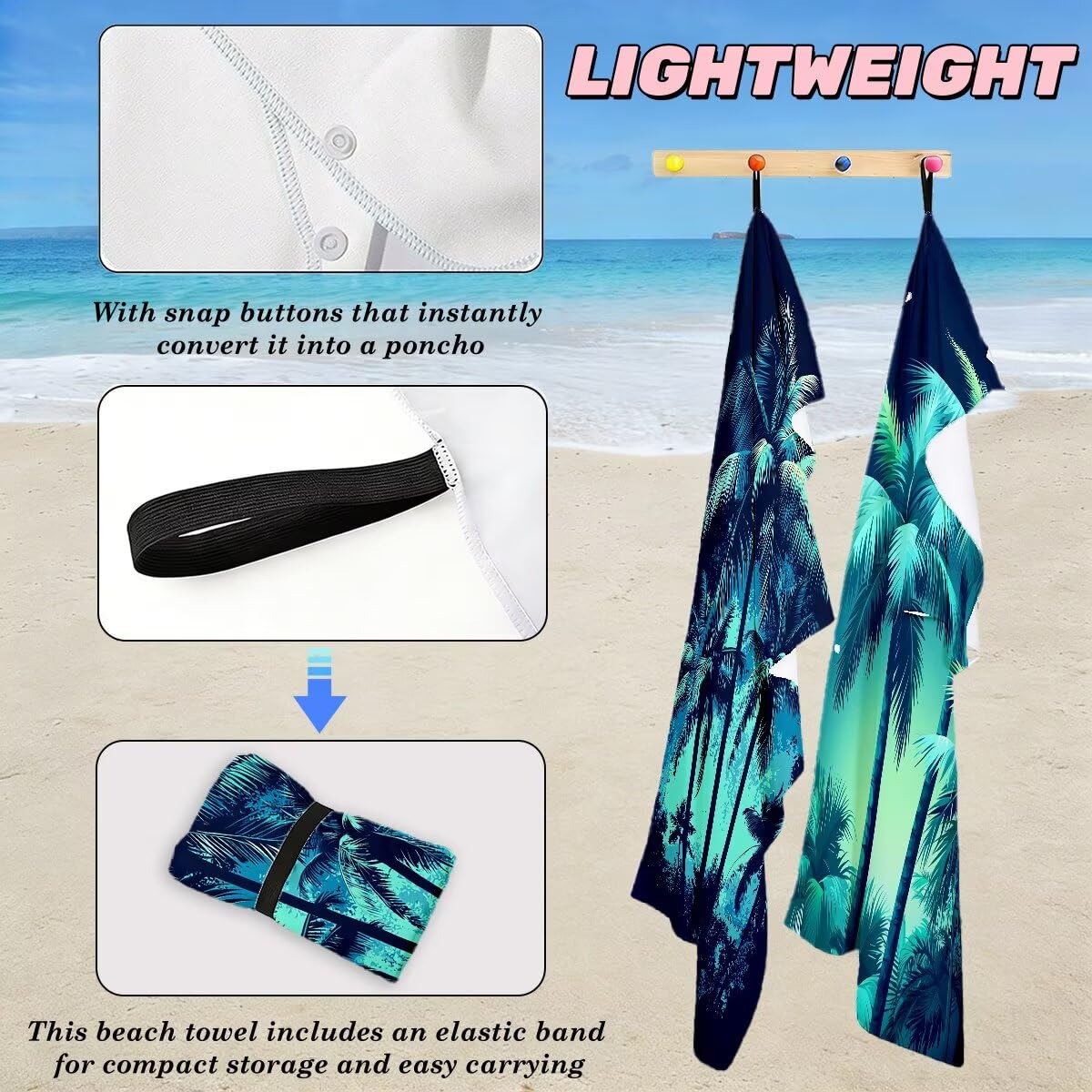Serviette de Plage XXL 90x200 cm, Lot de 2 Serviette de Bain Microfibre, Anti Sable Serviettes Plage, Séchage Rapide Drap de Bain pour Homme Femme, Portable Fine Serviettes pour Fitness (Arbre) -3869