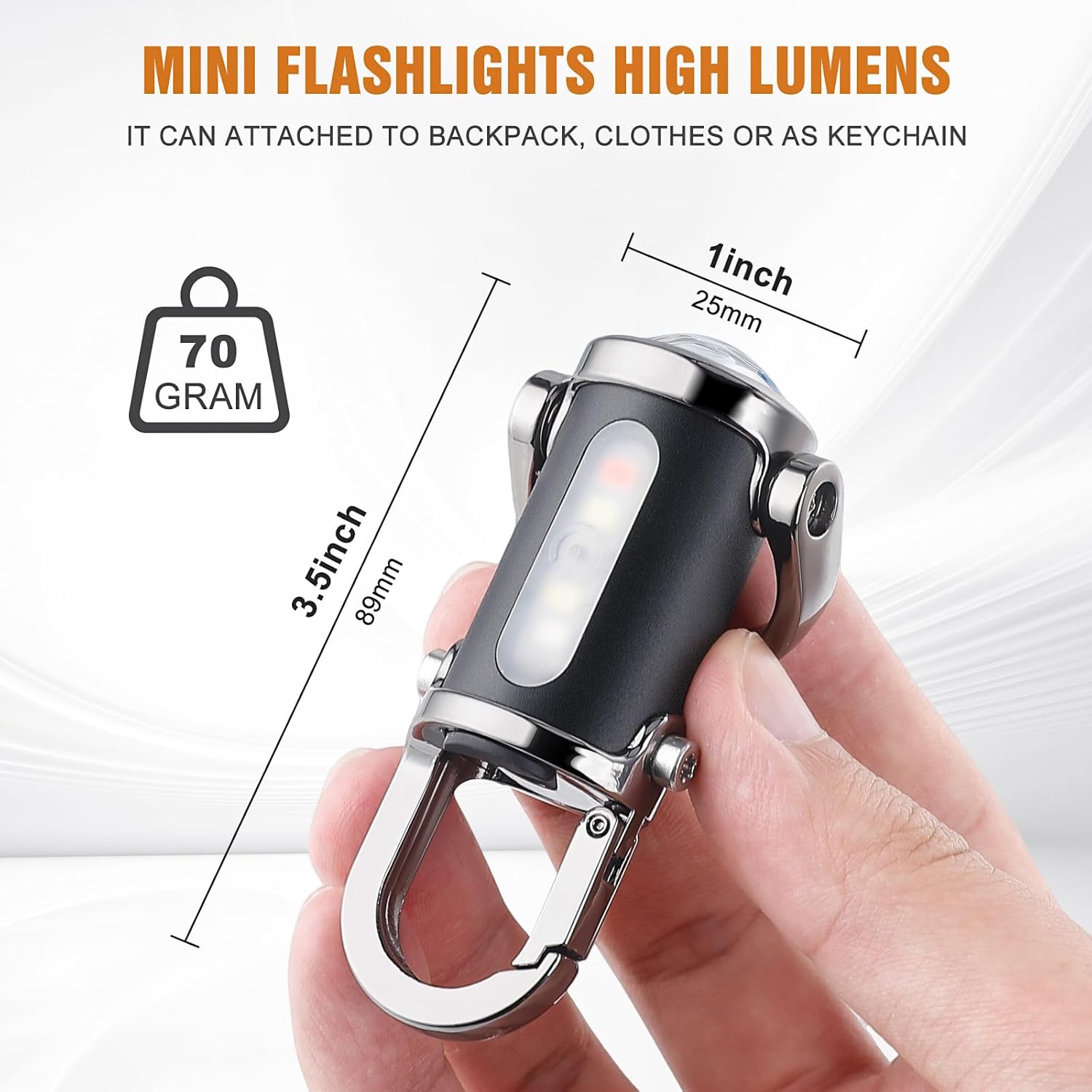 Rechargeable Keychain Flashlights, 800 Lumens EDC Mini Flashlights, COB Keychain Work Light Flashlights 7 Light Modes, Bright Mini Keychain Light for Walking, Searching and Hiking - Image 3