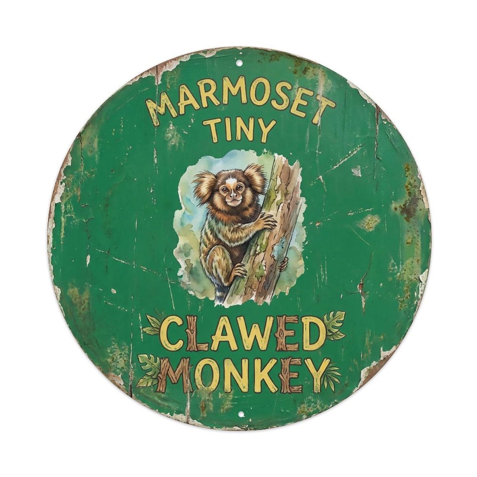 Cxhjca 8X8inch(20X20cm) Marmoset Tiny Clawed Monkey Metal Tin Sign