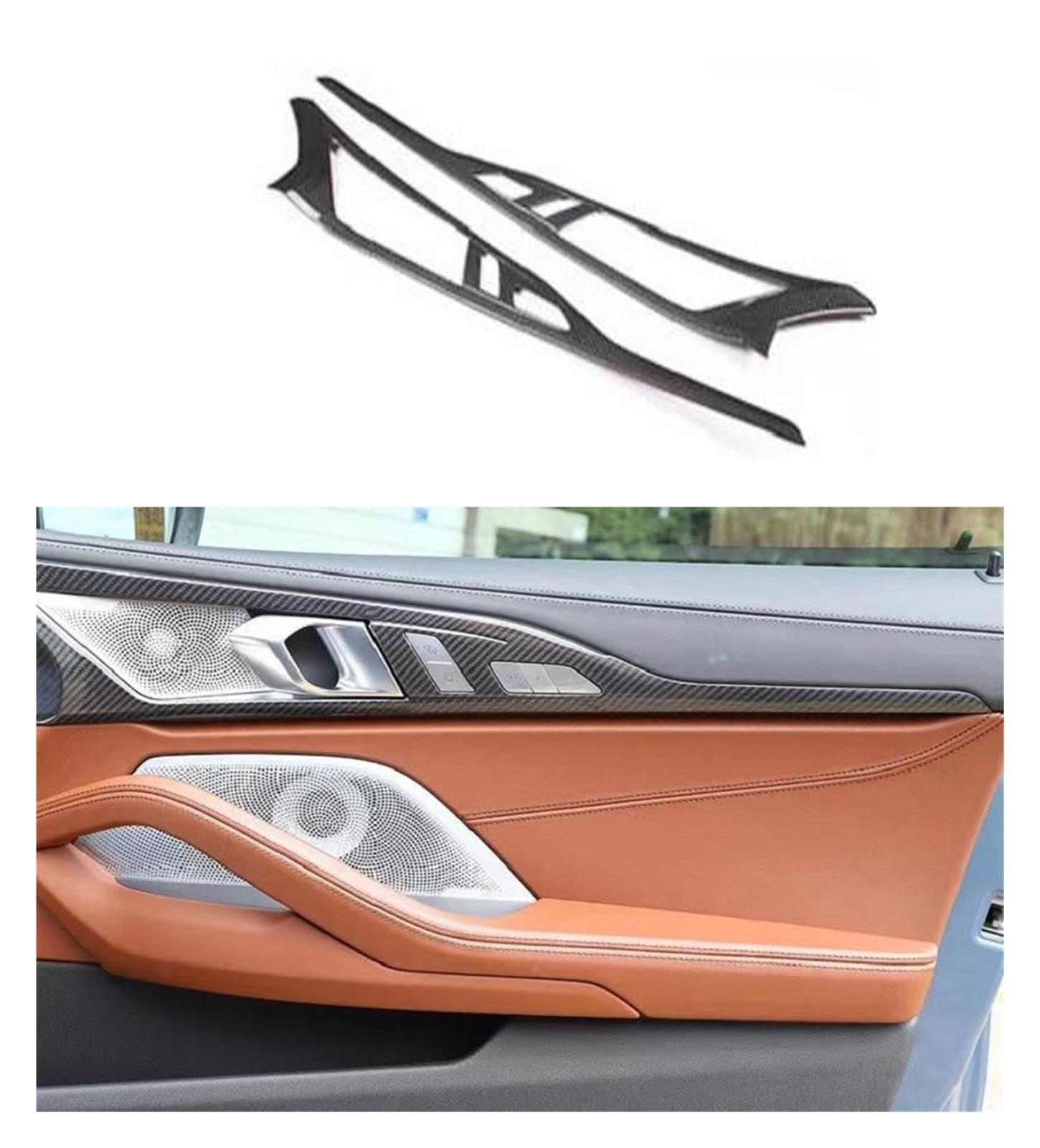 2 szt. sucha listwa do drzwi wewnętrznych z włókna węglowego kompatybilna z BMW serii 8 2019-2022