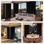 Rideaux occultants noirs en velours Joydeco 100 % occultants de 96 po de long, ensemble de 2 panneaux, rideaux occultants pour chambre salon, rideaux lourds de luxe insonorisants et isolants thermiques, poche de tringle et dos tab, 52po x 96po
